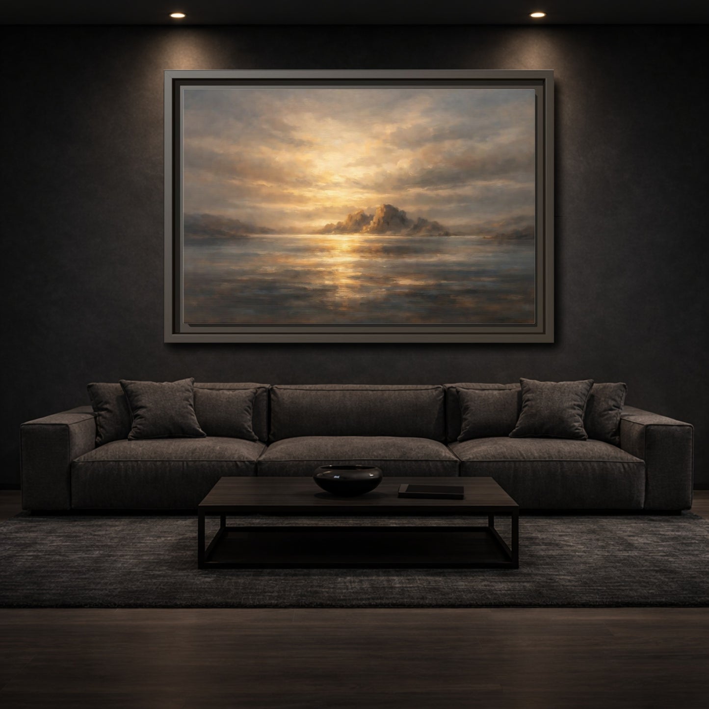 Mockup 2. Nature Coastal Landscape Golden Coastal shown as stretched canvas wall art