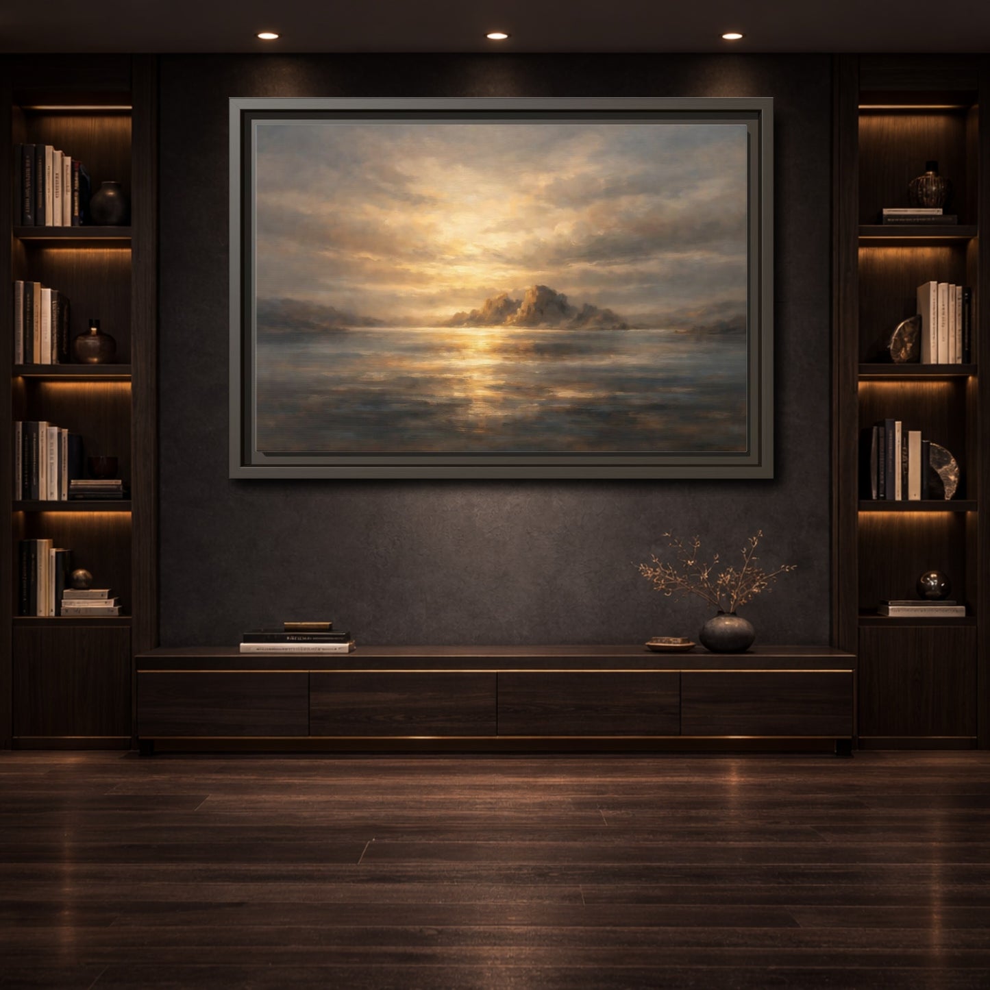 Mockup 3. Nature Coastal Landscape Golden Coastal shown as stretched canvas wall art