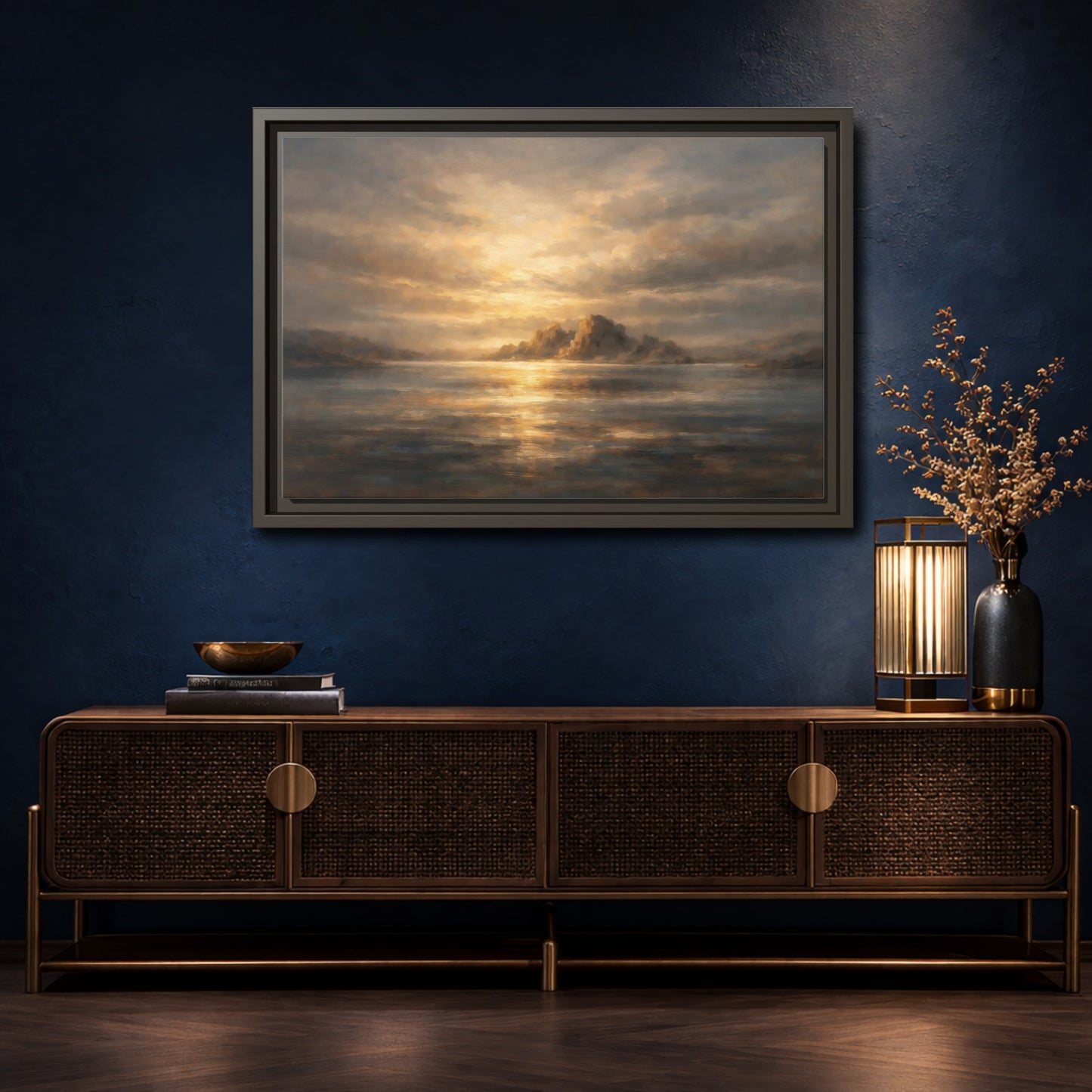Mockup 4. Nature Coastal Landscape Golden Coastal shown as stretched canvas wall art
