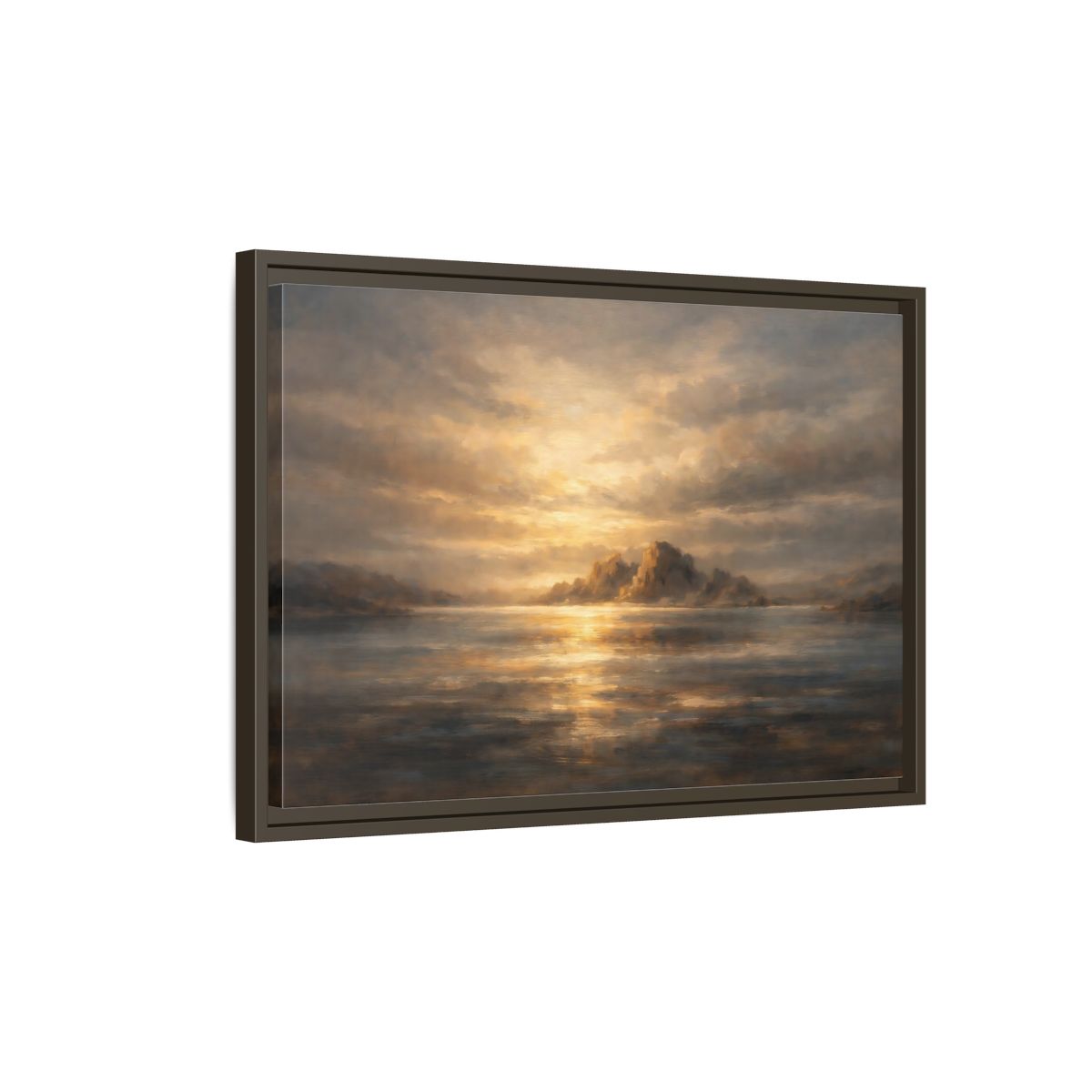Side Mockup 2. Nature Coastal Landscape Golden Coastal shown as stretched canvas wall art