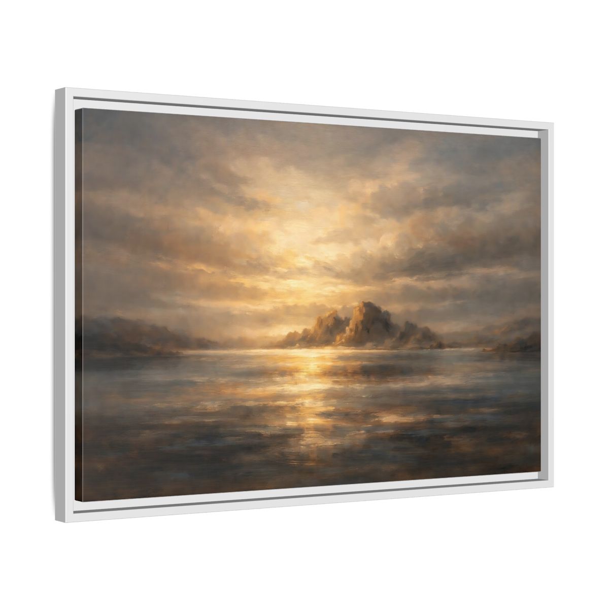 Side Mockup 10. Nature Coastal Landscape Golden Coastal shown as stretched canvas wall art