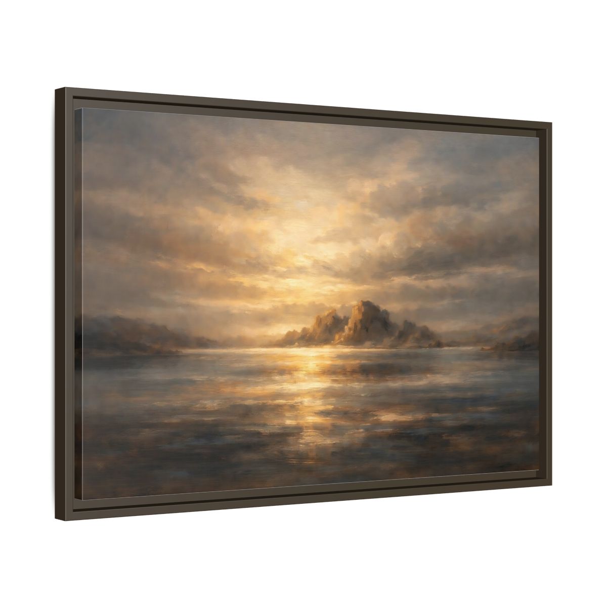 Side Mockup 11. Nature Coastal Landscape Golden Coastal shown as stretched canvas wall art