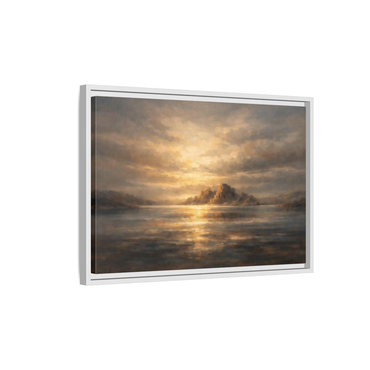 Side Mockup 1. Nature Coastal Landscape Golden Coastal shown as stretched canvas wall art