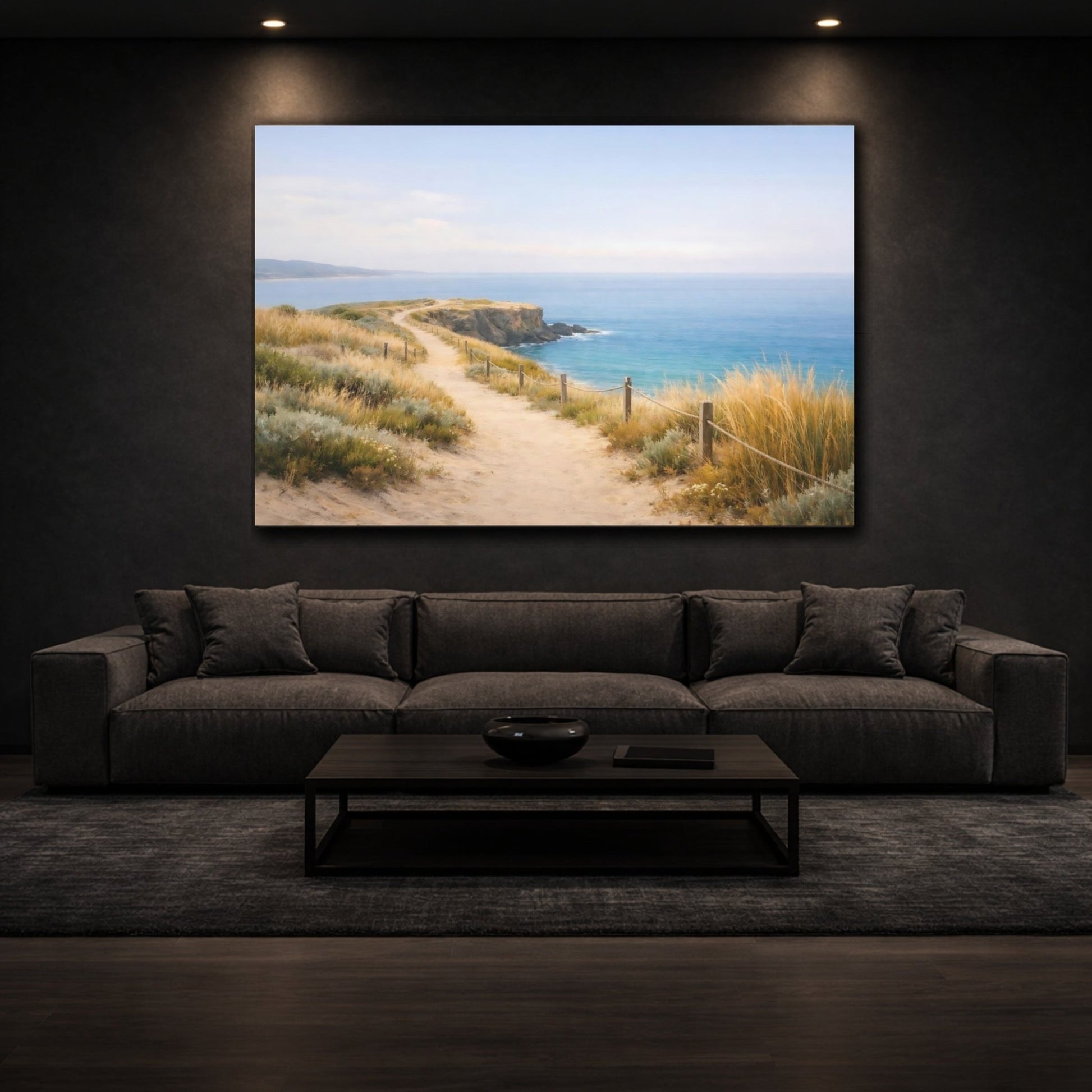Nature Coastal Landscape Path Ocean - Canvas Wall Art Print - YesArtYes