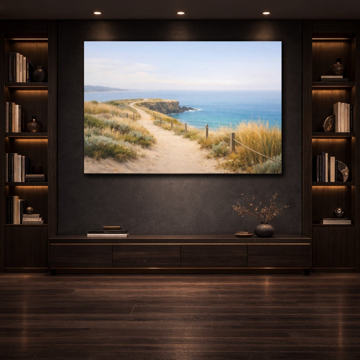 Nature Coastal Landscape Path Ocean - Canvas Wall Art Print - YesArtYes