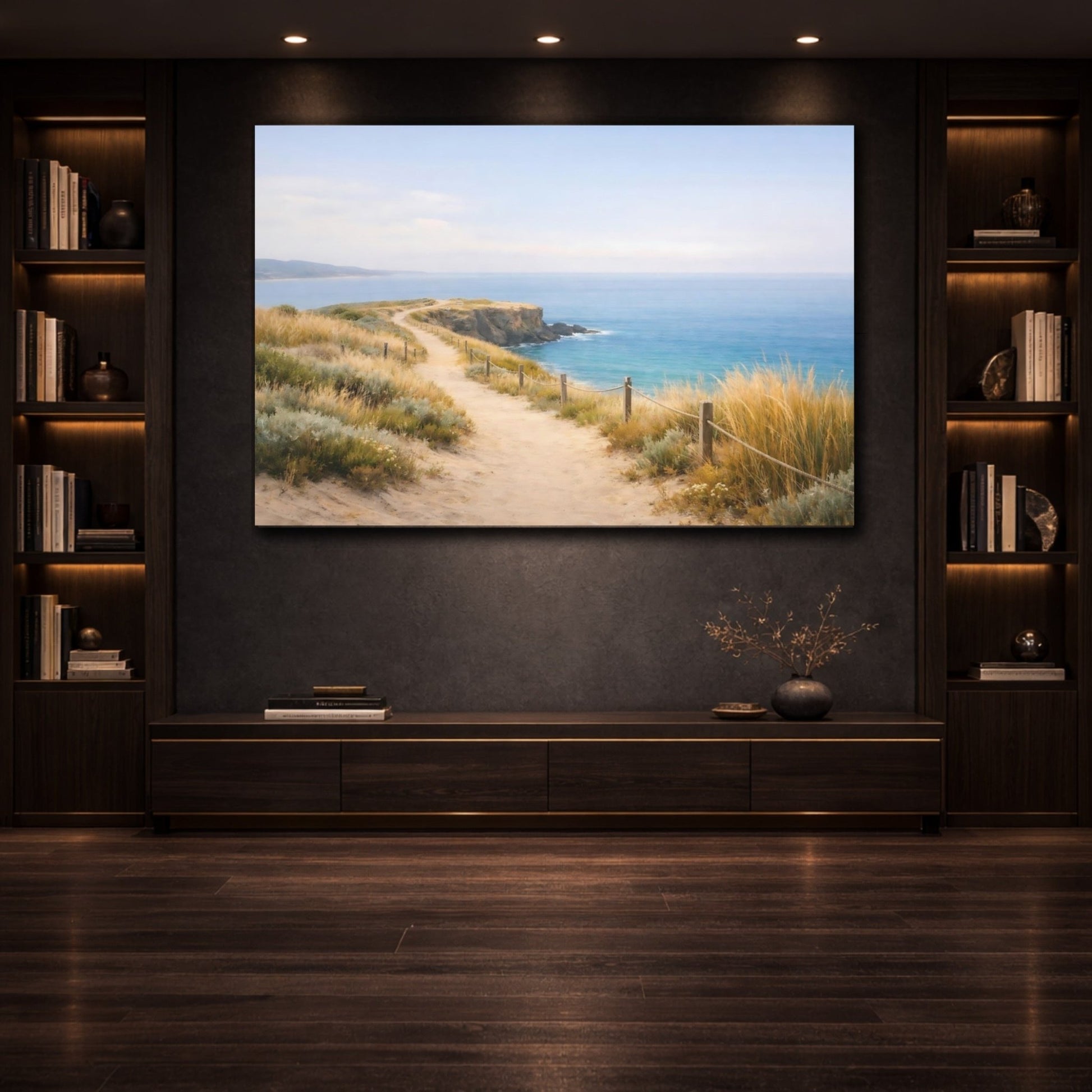 Nature Coastal Landscape Path Ocean - Canvas Wall Art Print - YesArtYes