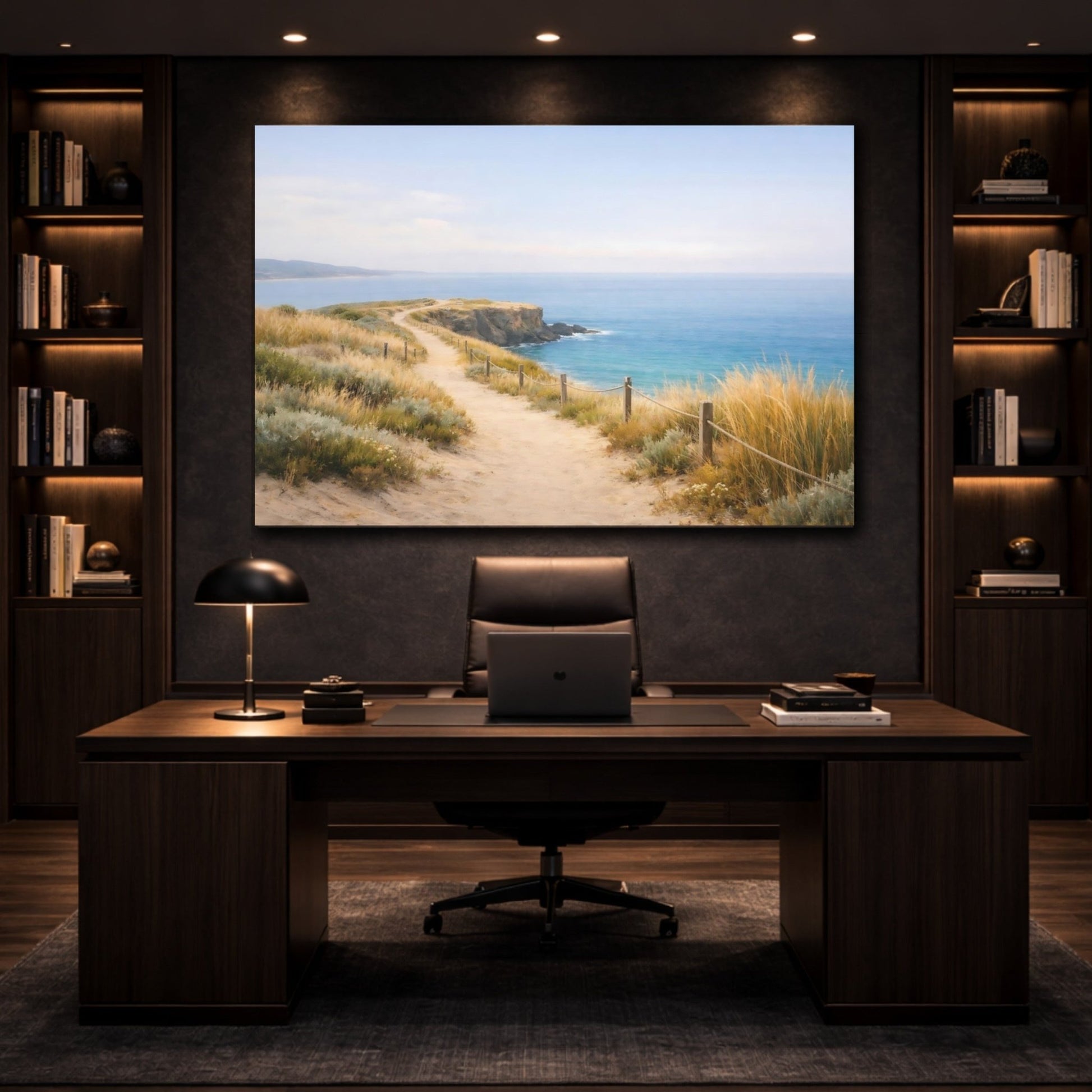 Nature Coastal Landscape Path Ocean - Canvas Wall Art Print - YesArtYes