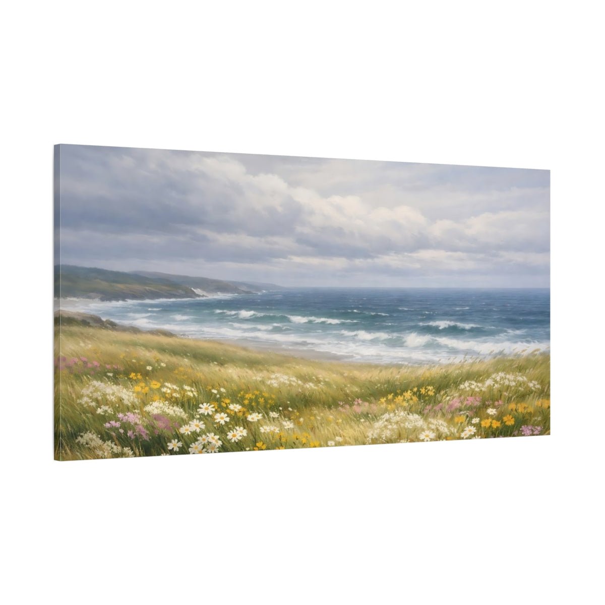 Nature Coastal Landscape Wildflowers - Canvas Wall Art Print - YesArtYes