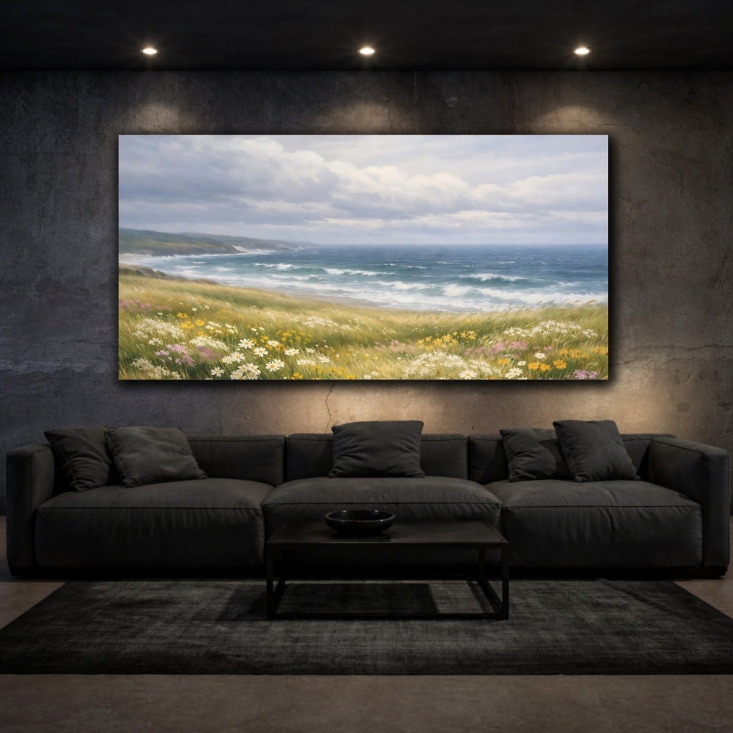 Nature Coastal Landscape Wildflowers - Canvas Wall Art Print - YesArtYes