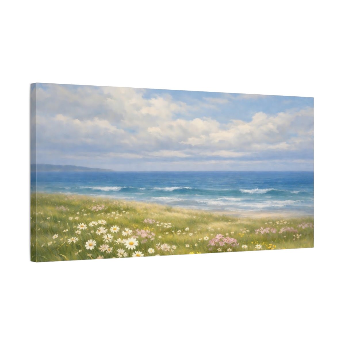 Nature Coastal Meadow Blue And Green - Canvas Wall Art Print - YesArtYes