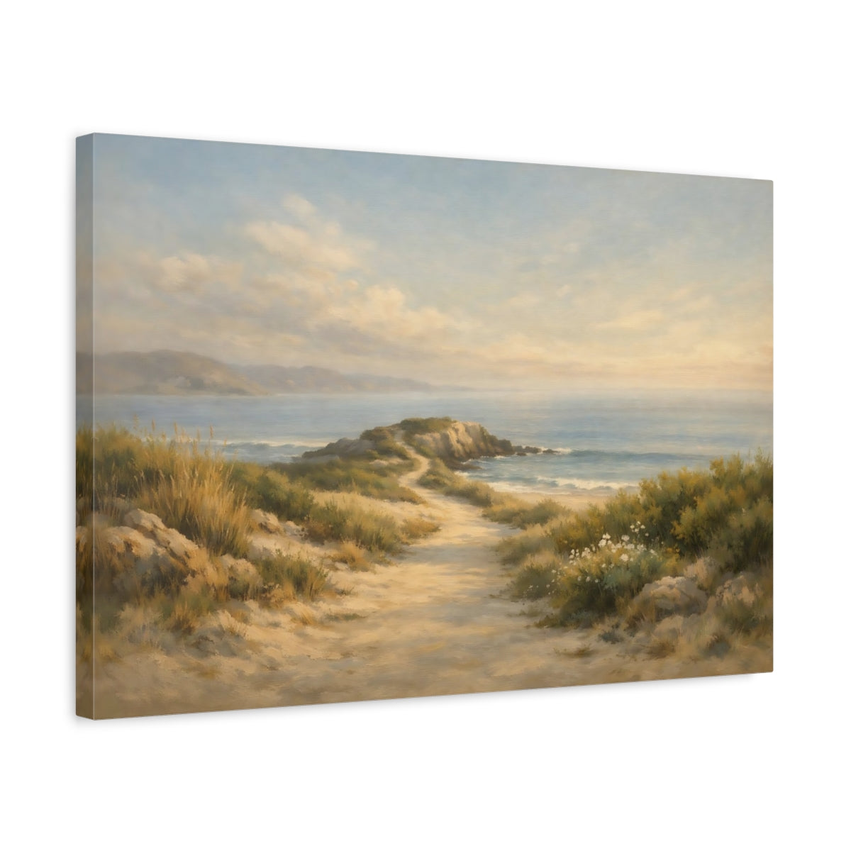 Side Mockup 3. Nature Coastal Path Beach Path Coastal shown as stretched canvas wall art