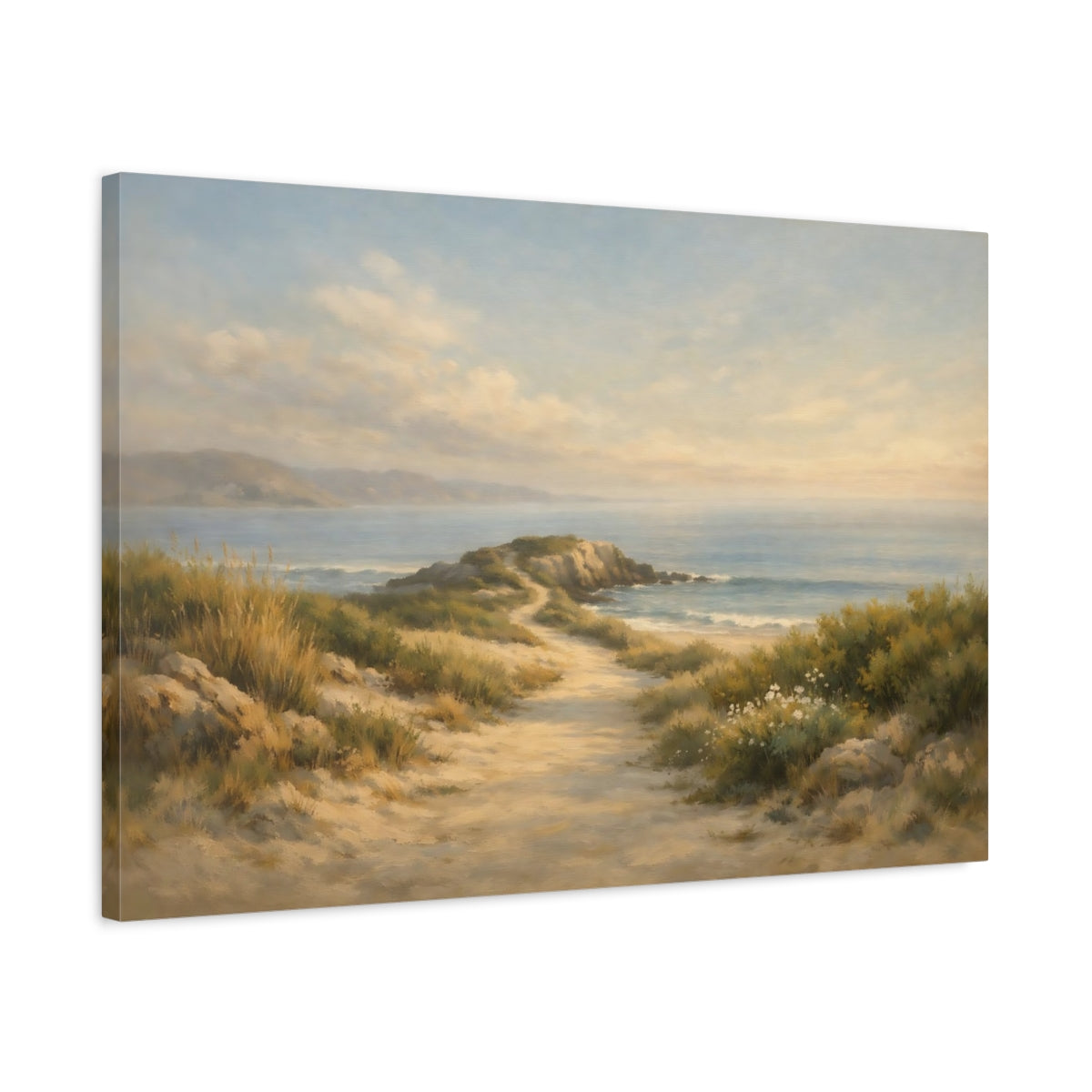 Side Mockup 2. Nature Coastal Path Beach Path Coastal shown as stretched canvas wall art