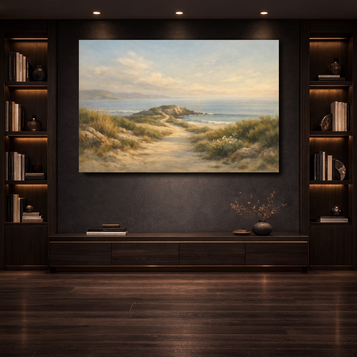 Mockup 3. Nature Coastal Path Beach Path Coastal shown as stretched canvas wall art