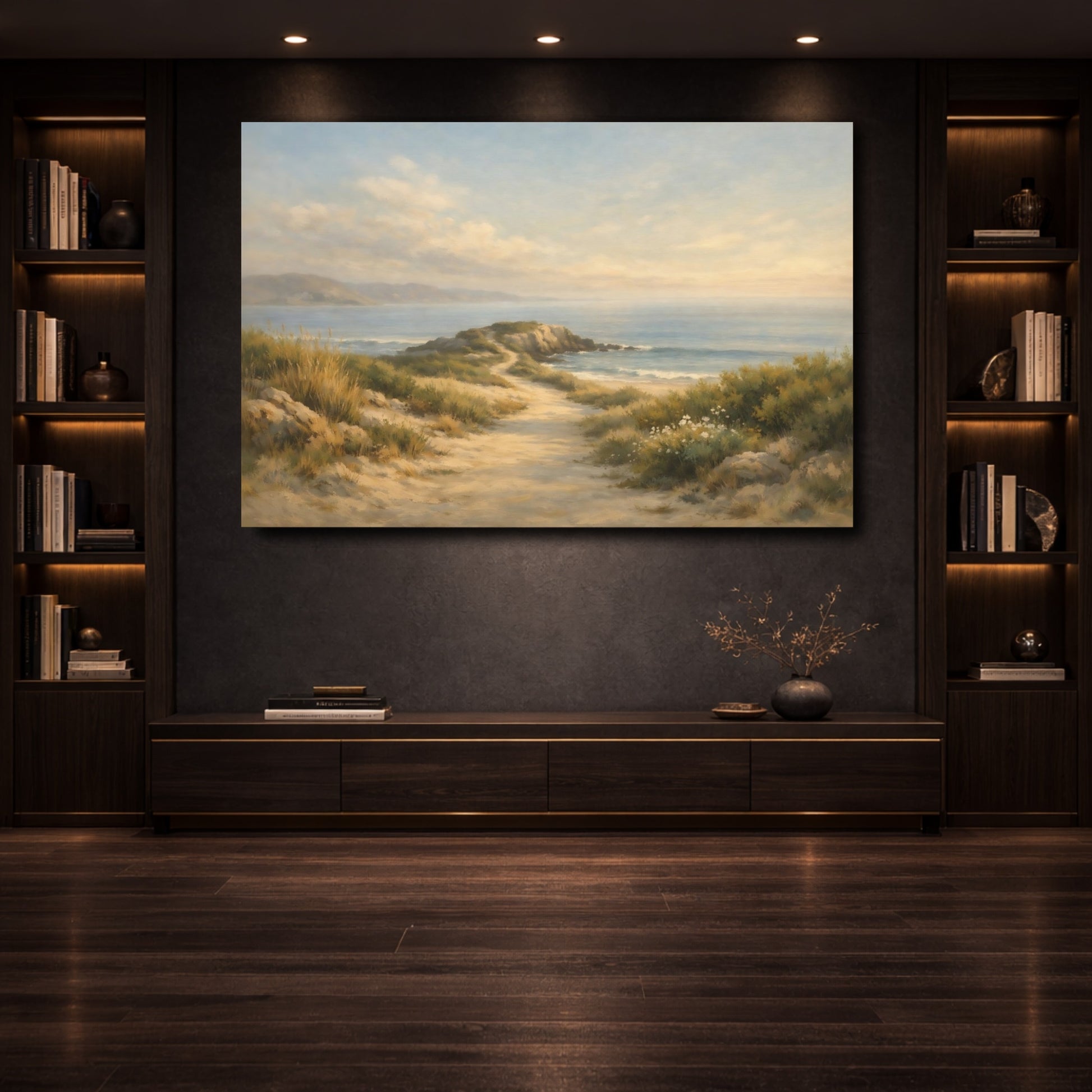 Mockup 3. Nature Coastal Path Beach Path Coastal shown as stretched canvas wall art