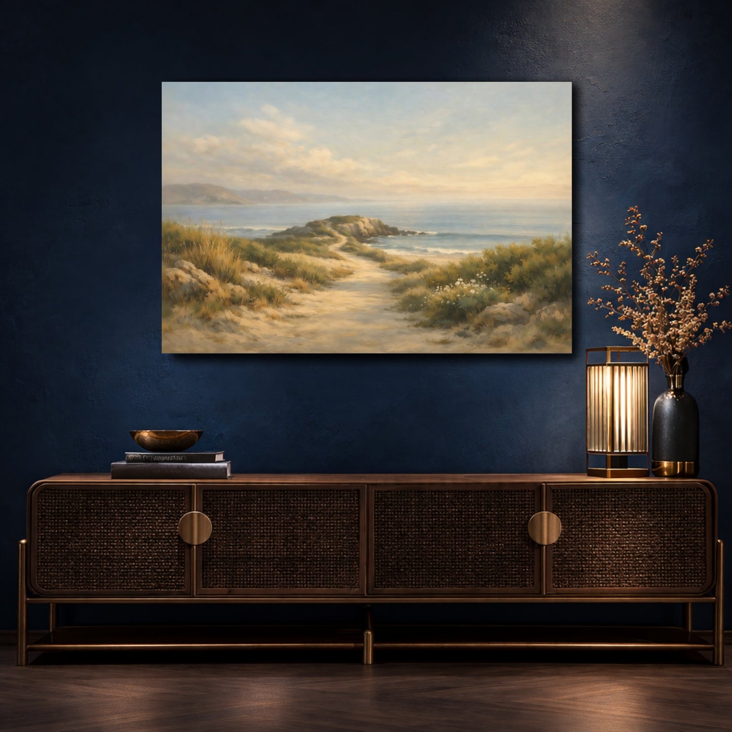 Mockup 4. Nature Coastal Path Beach Path Coastal shown as stretched canvas wall art
