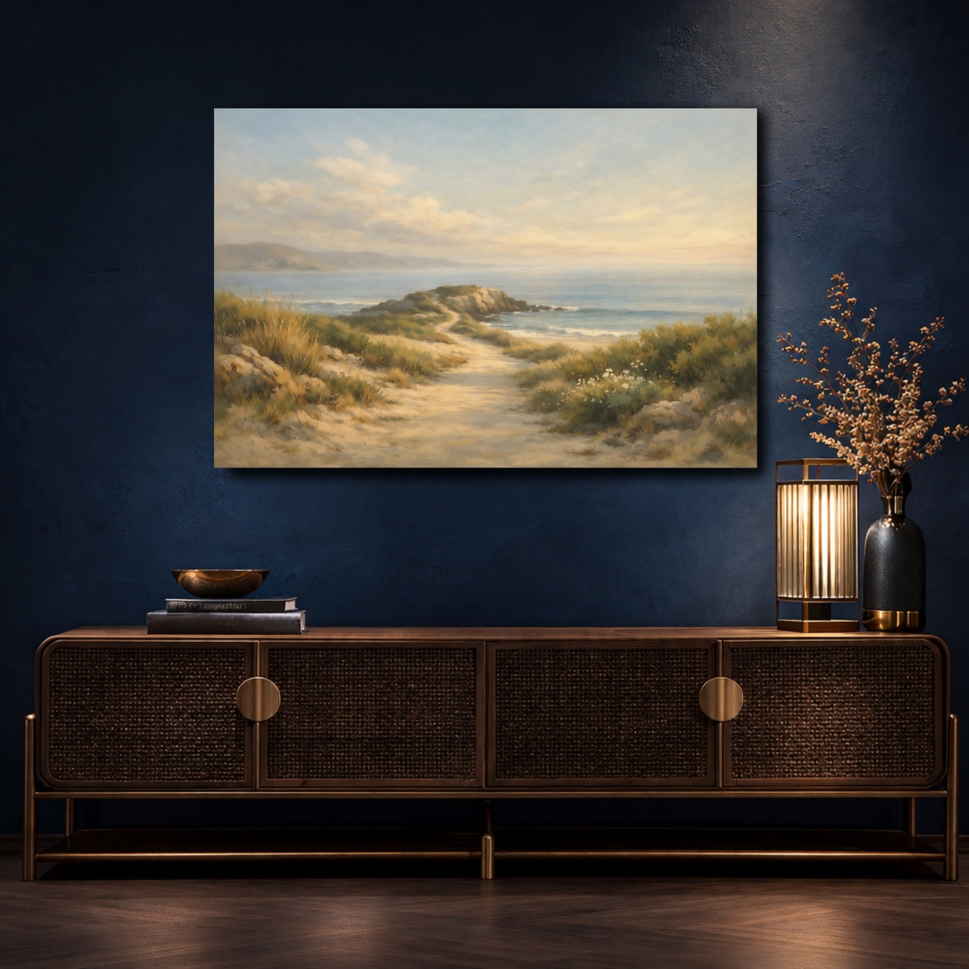 Mockup 4. Nature Coastal Path Beach Path Coastal shown as stretched canvas wall art