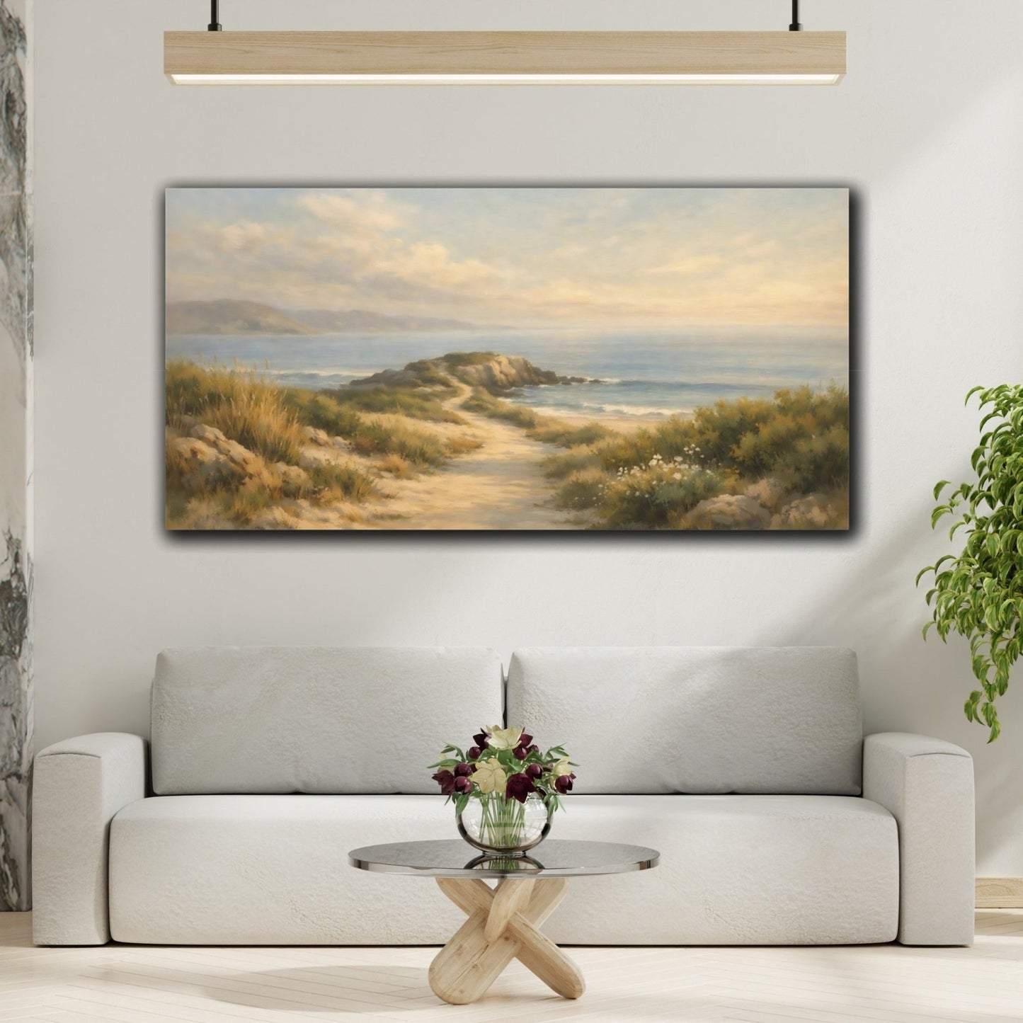 Nature Coastal Path Landscape - Canvas Wall Art Print - YesArtYes