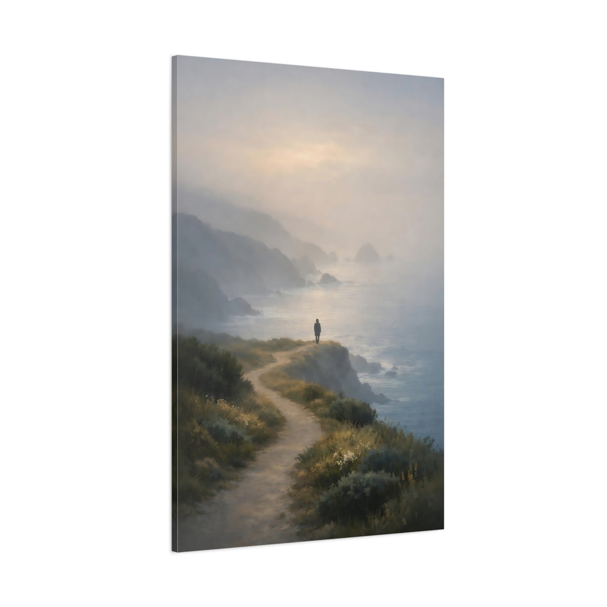 Nature Coastal Path Misty Coastal Path shown as stretched canvas wall art