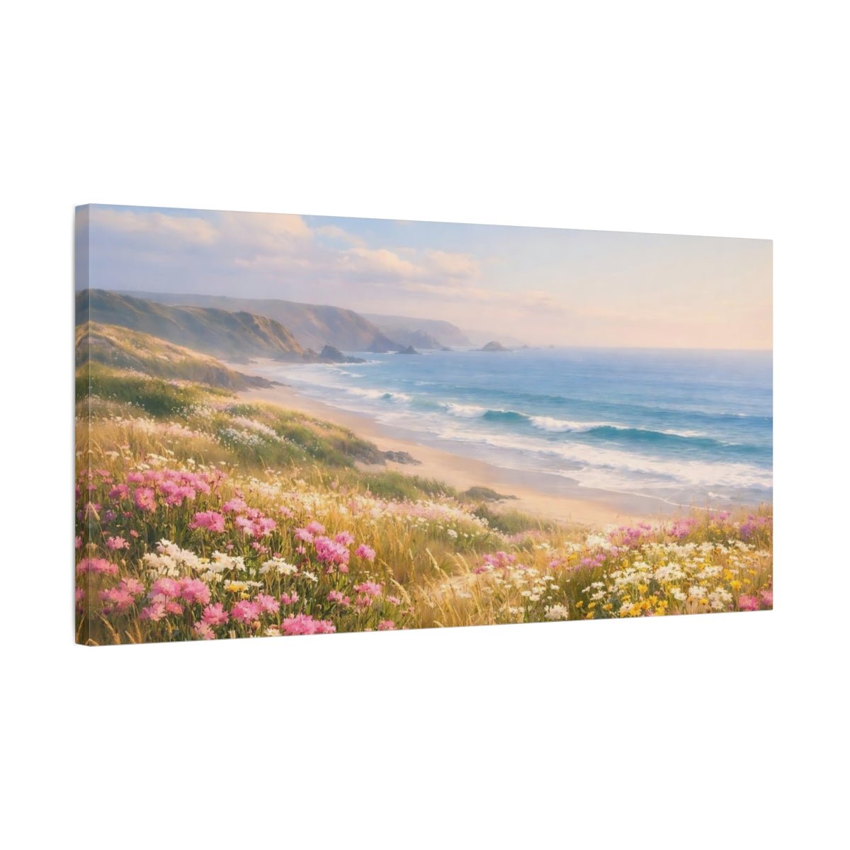Nature Coastal Scene Wildflowers - Canvas Wall Art Print - YesArtYes