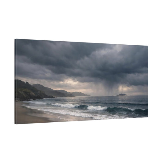 Nature Coastal Storm Gray And Blue - Canvas Wall Art Print - YesArtYes
