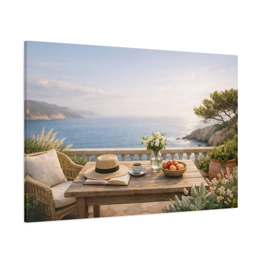 Main Mockup. Nature Coastal Terrace shown as stretched canvas wall art