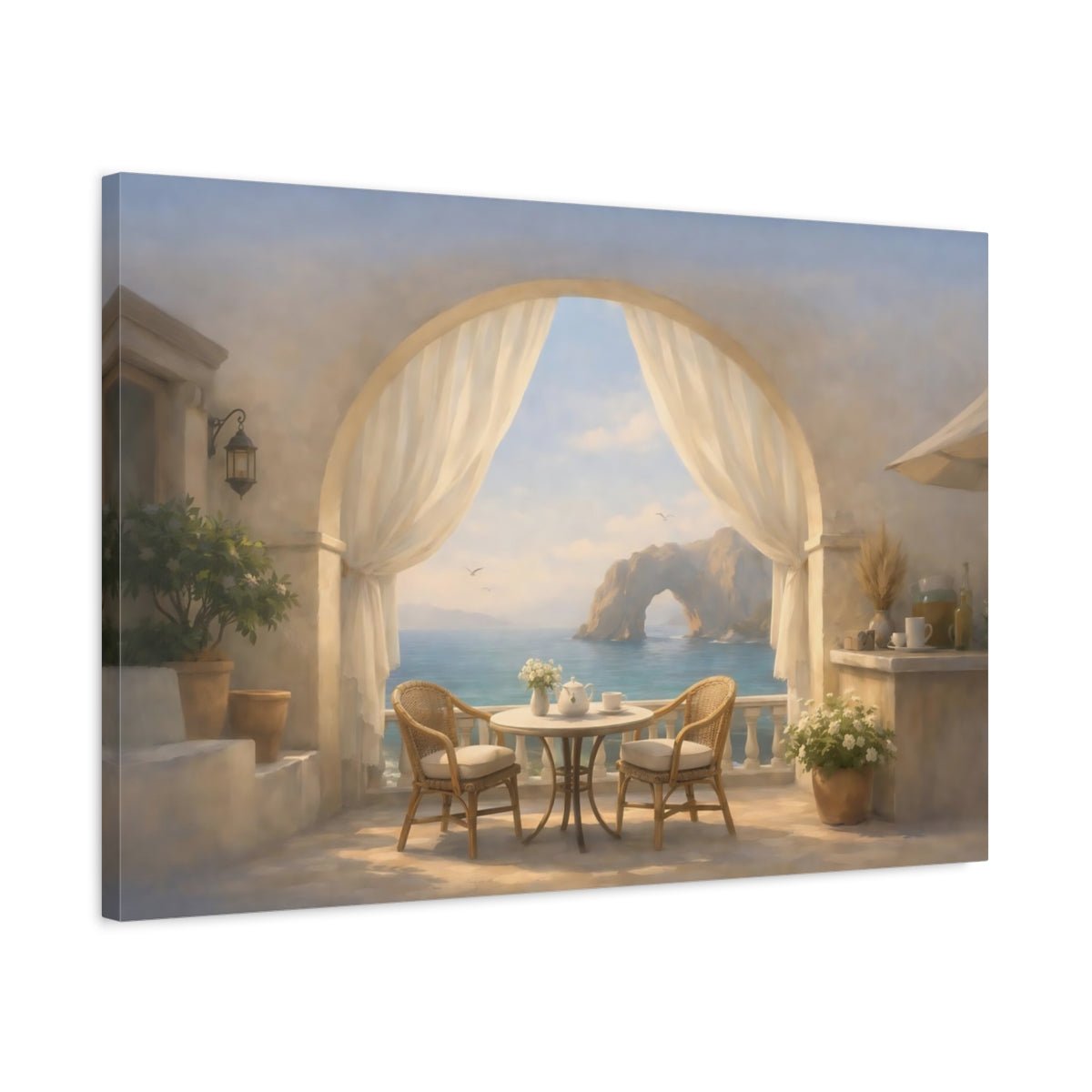 Nature Coastal View Mediterranean Scene - Canvas Wall Art Print - YesArtYes