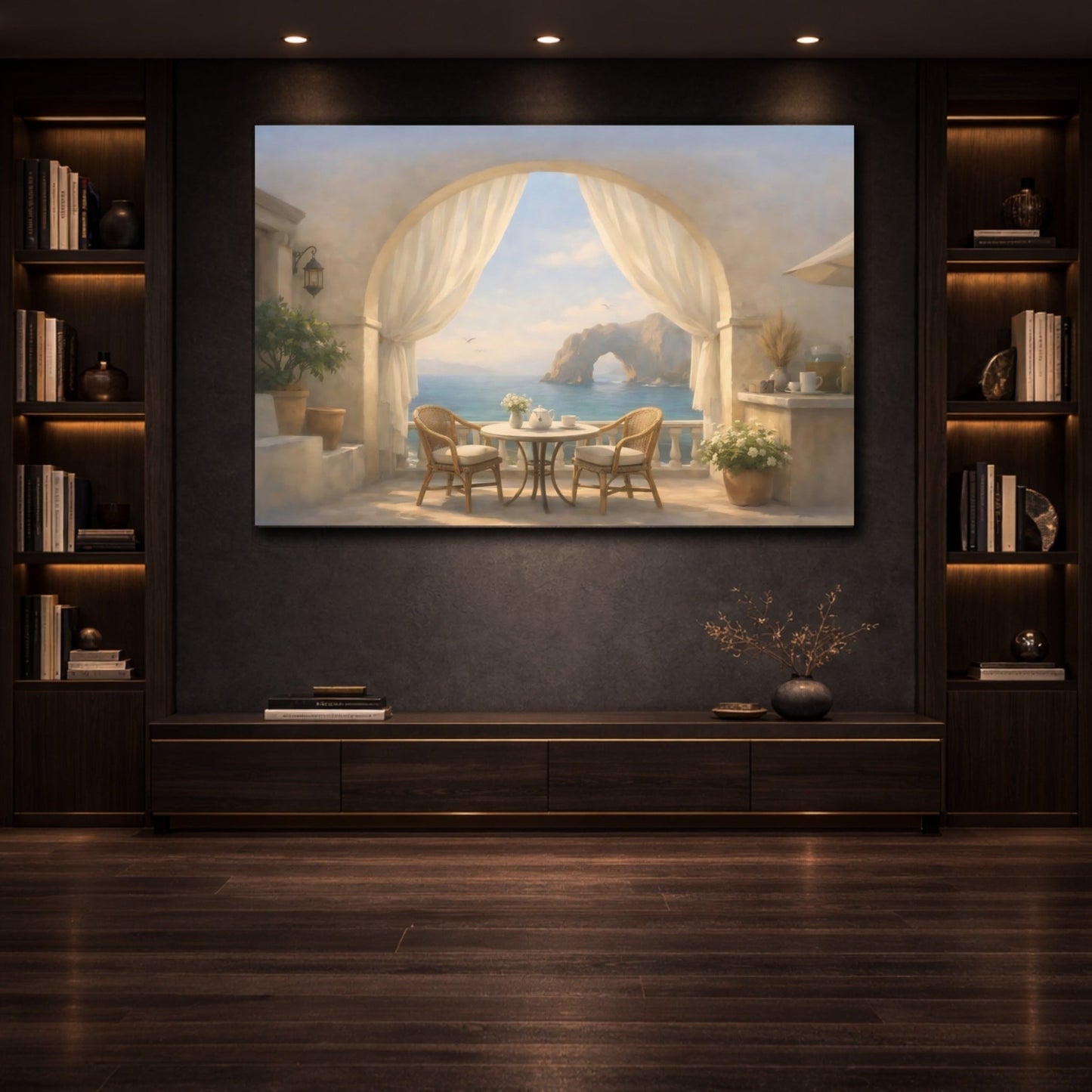 Nature Coastal View Mediterranean Scene - Canvas Wall Art Print - YesArtYes