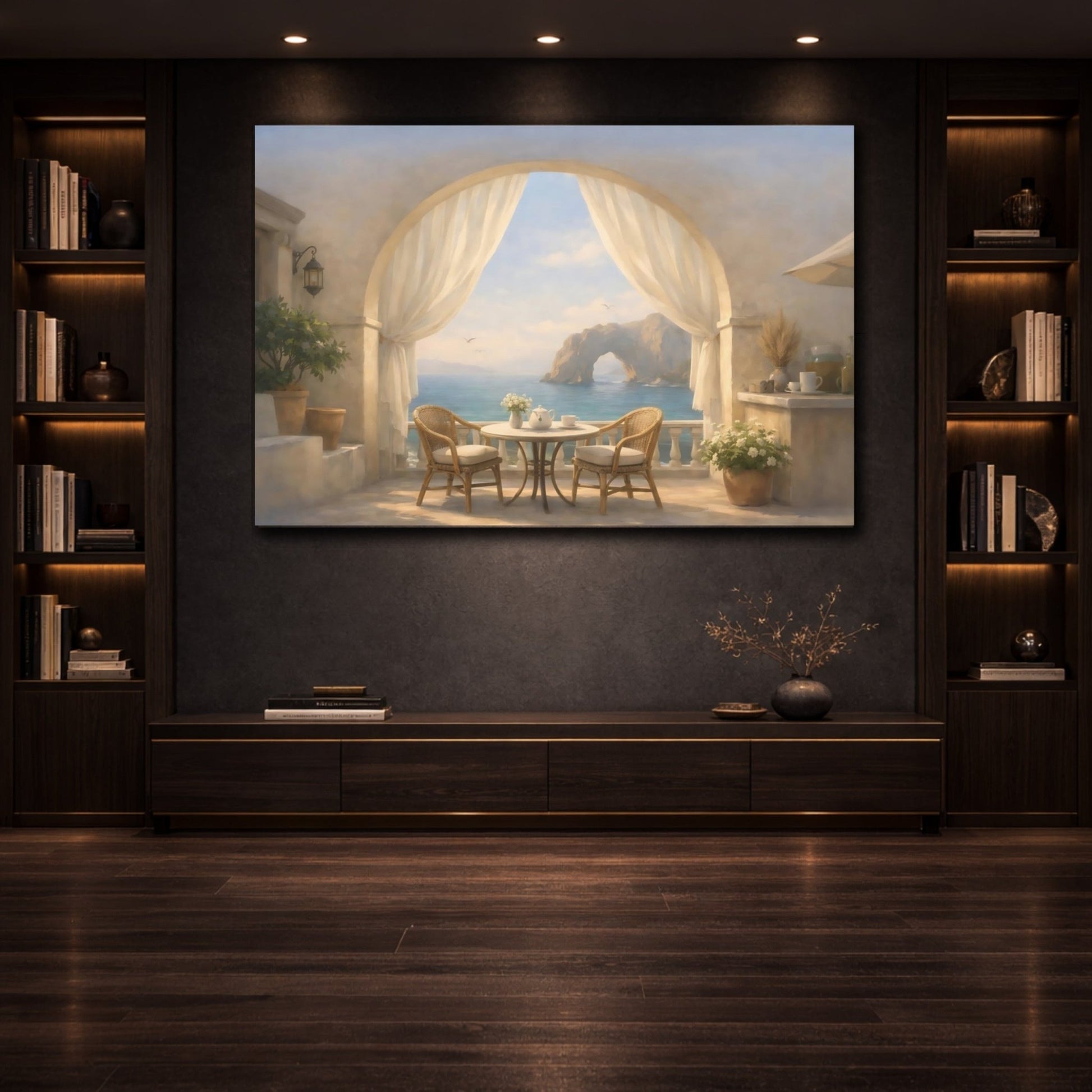 Nature Coastal View Mediterranean Scene - Canvas Wall Art Print - YesArtYes