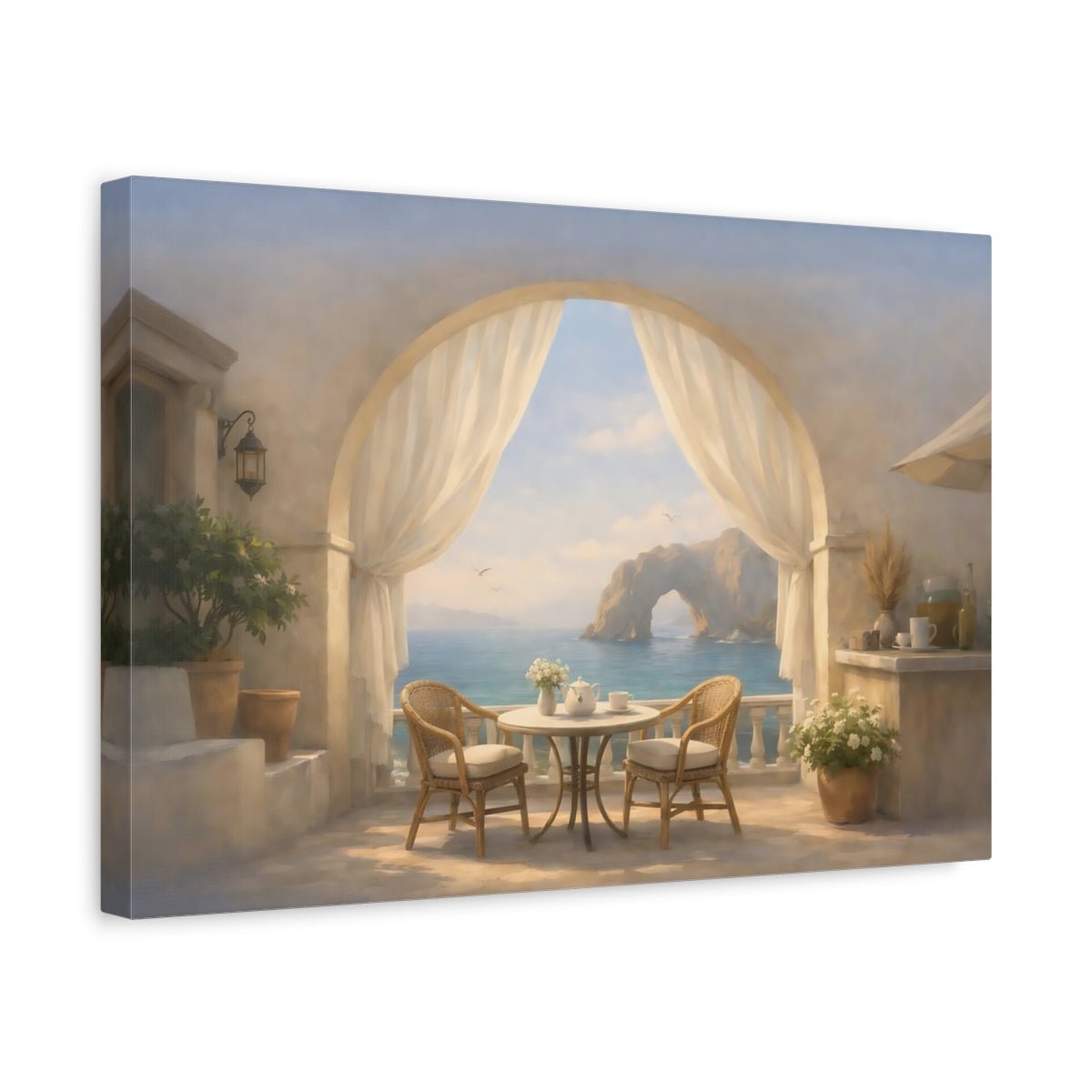 Nature Coastal View Mediterranean Scene - Canvas Wall Art Print - YesArtYes