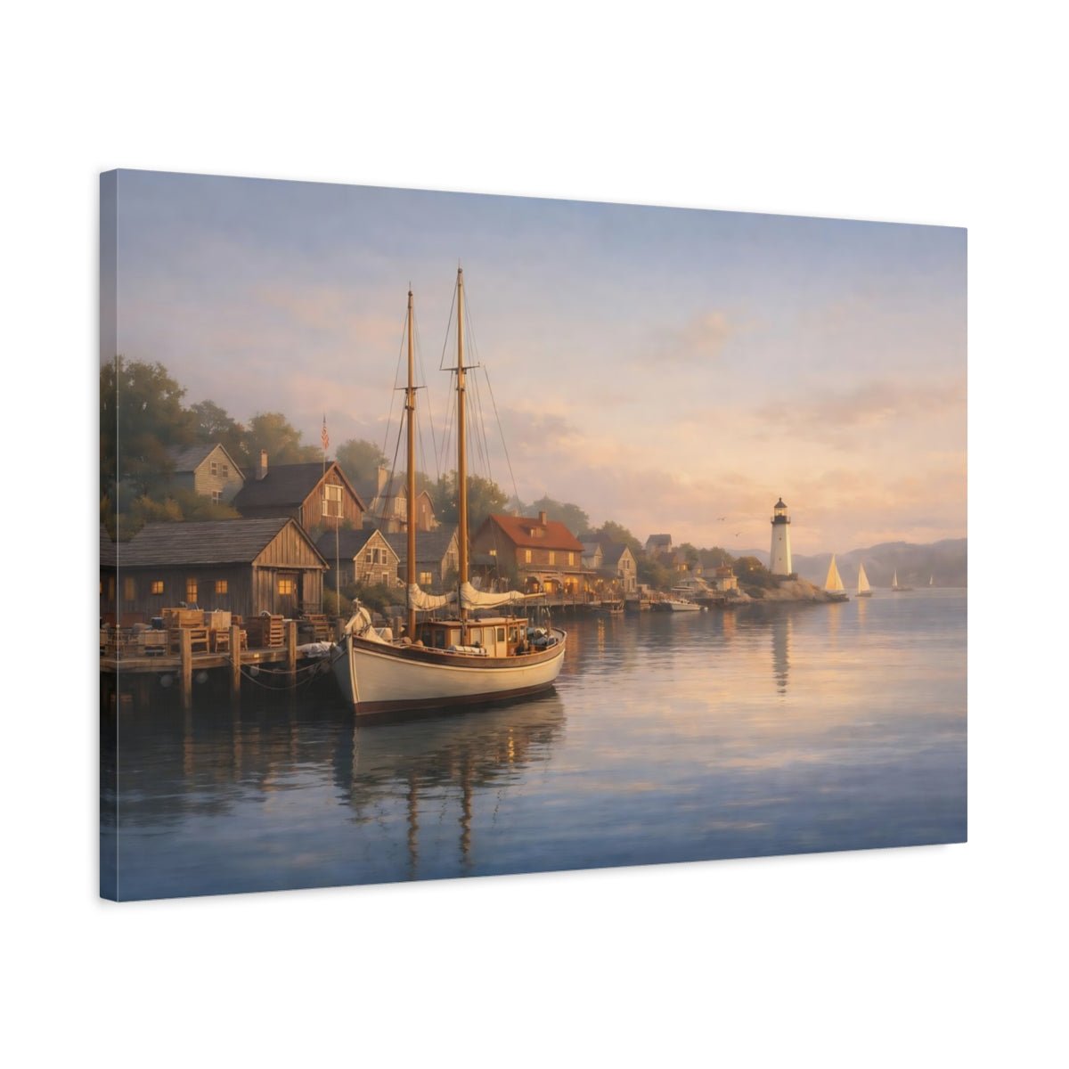 Nature Coastal Village Sunset - Canvas Wall Art Print - YesArtYes