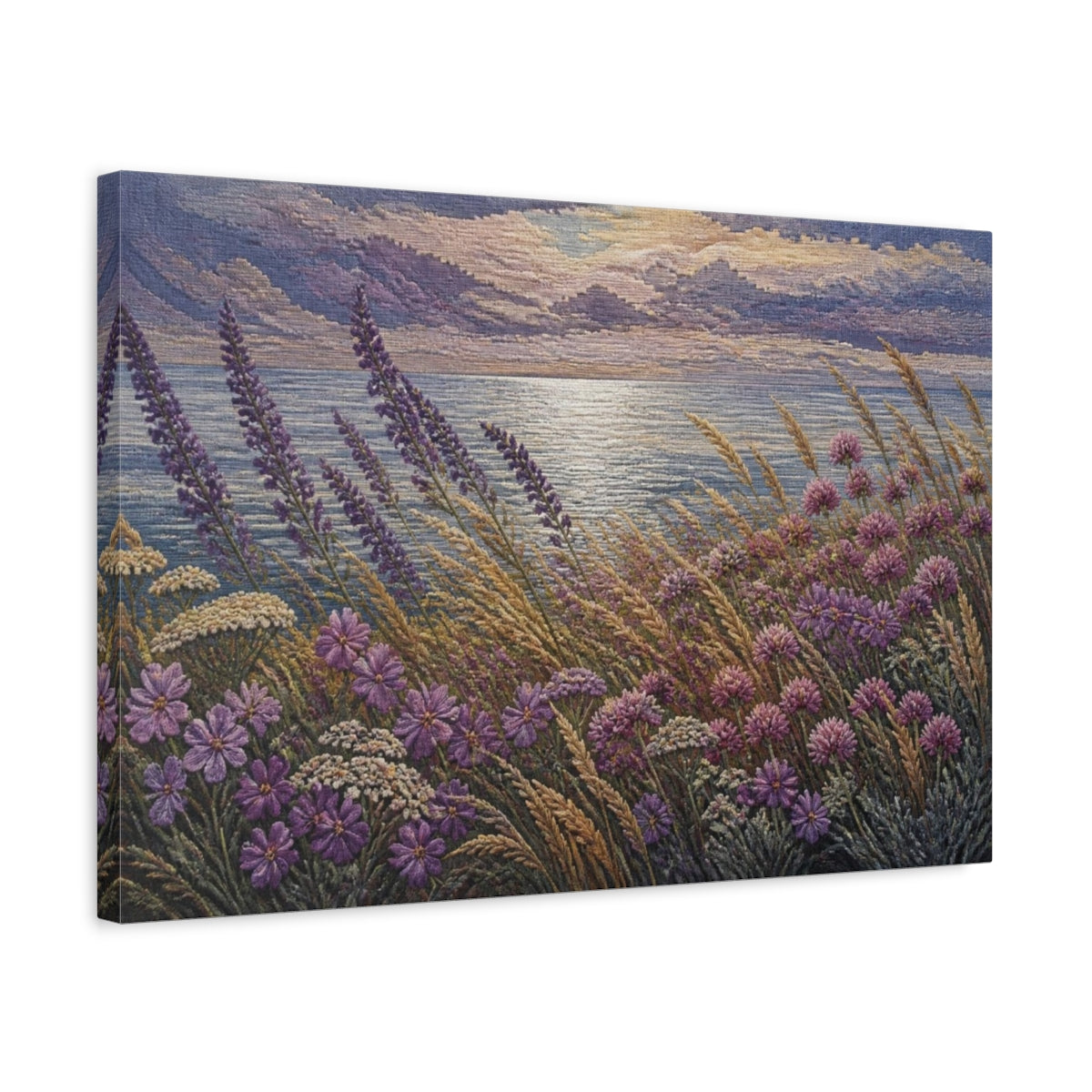 Side Mockup 3. Nature Coastal Wildflowers shown as canvas print
