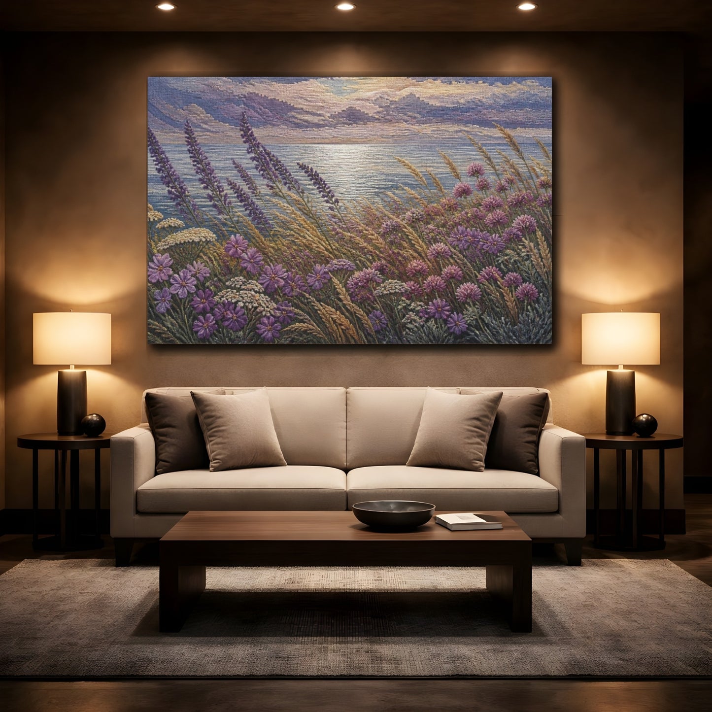 Mockup 2. Nature Coastal Wildflowers shown as canvas print