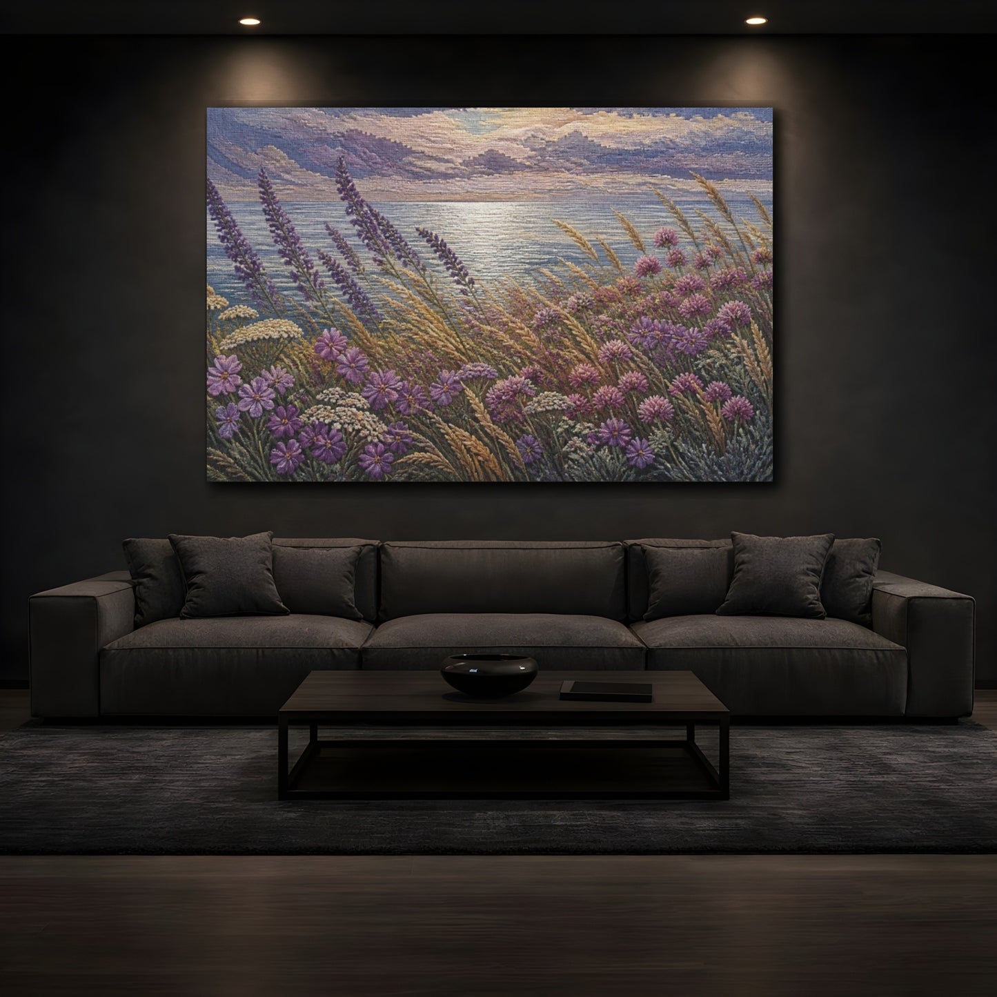 Mockup 3. Nature Coastal Wildflowers shown as canvas print