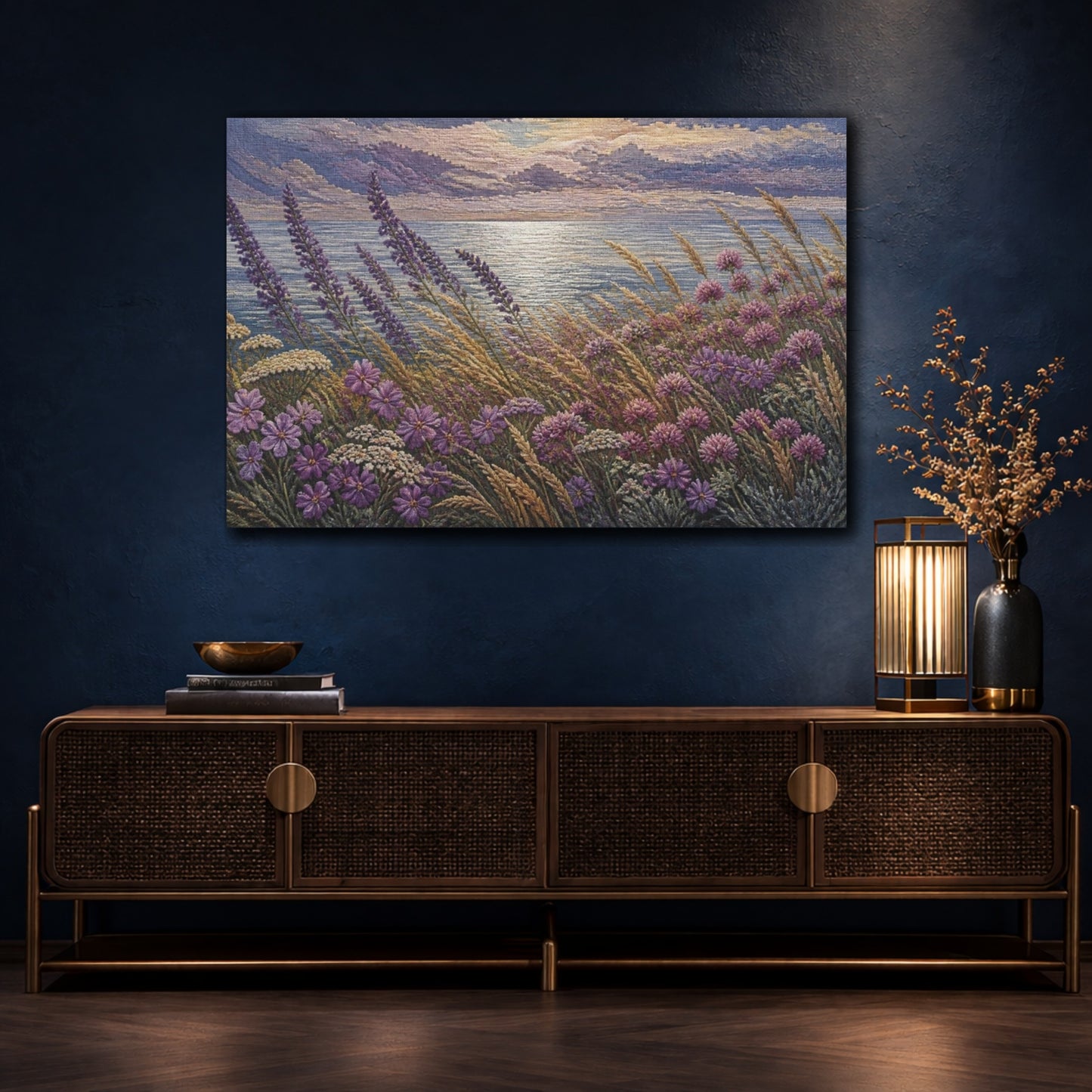 Mockup 4. Nature Coastal Wildflowers shown as canvas print
