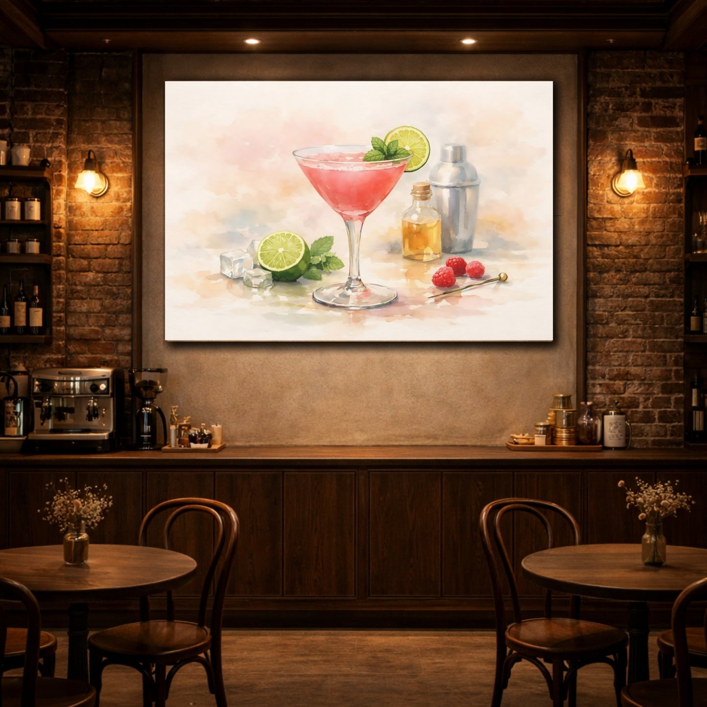 Nature Cocktail Pink Cocktail Art shown as front canvas room wall art