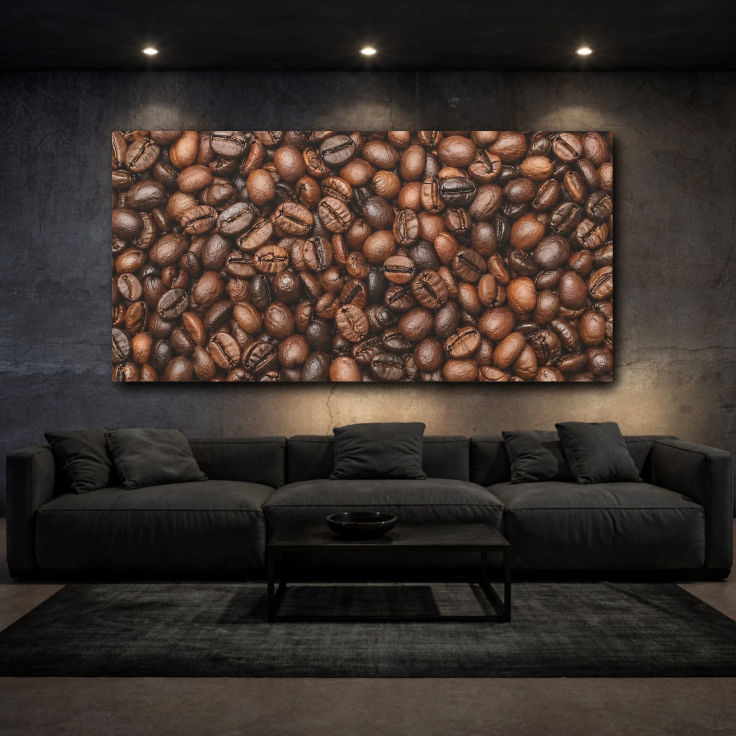 Mockup 2. Nature Coffee Beans Brown Coffee shown as stretched canvas wall art