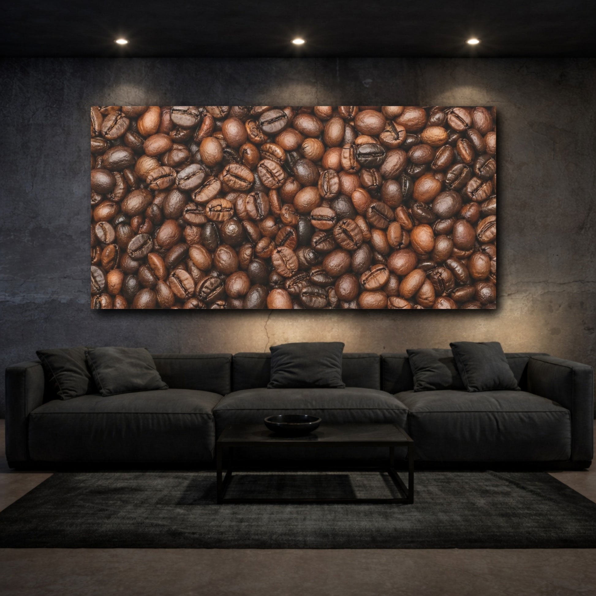 Mockup 2. Nature Coffee Beans Brown Coffee shown as stretched canvas wall art