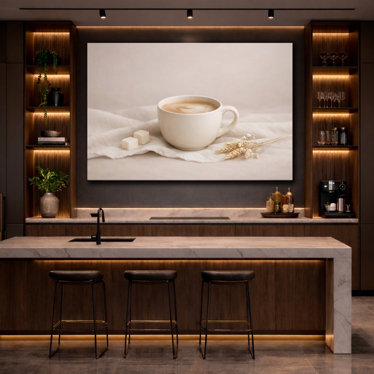 Nature Coffee Cup Neutral Still Life - Canvas Wall Art Print - YesArtYes