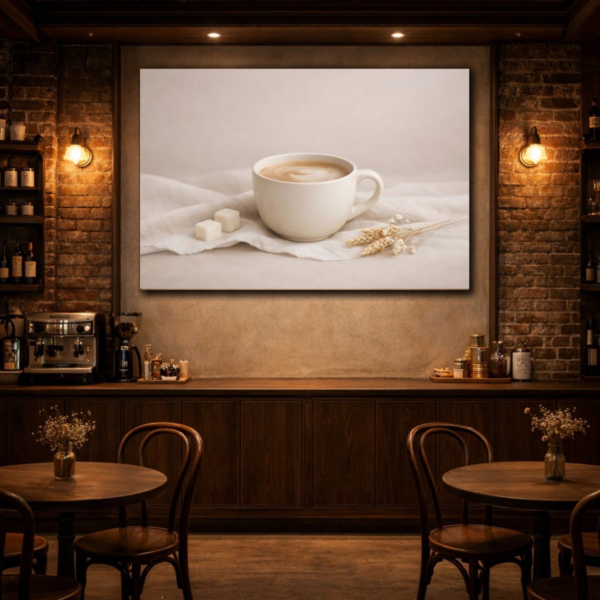 Nature Coffee Cup Neutral Still Life - Canvas Wall Art Print - YesArtYes