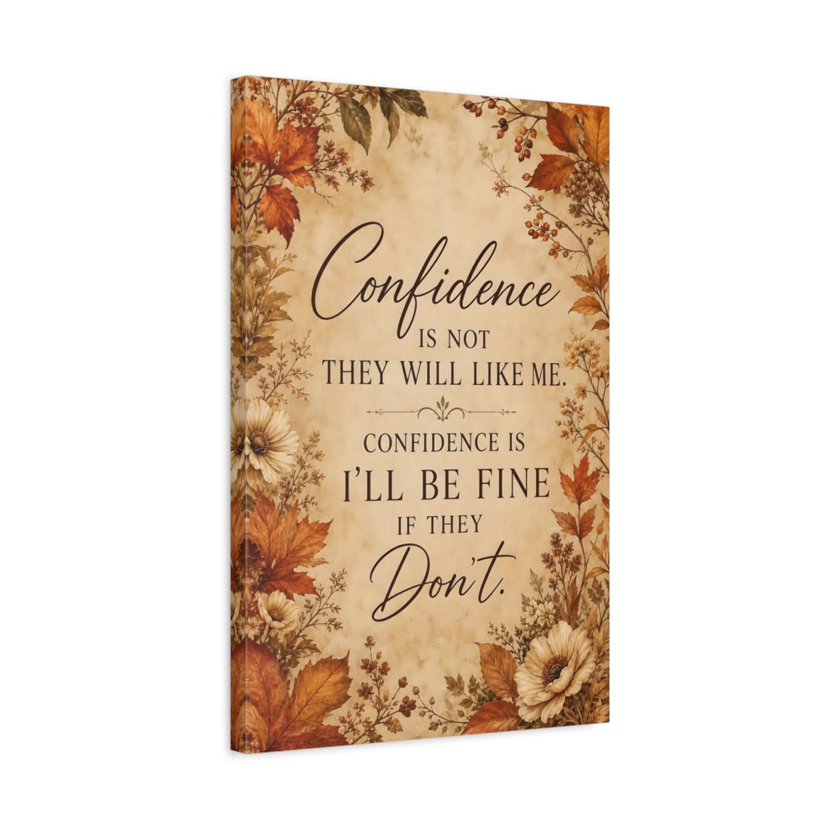 Nature Confidence Quote Brown Orange Canvas Wall Art Print – Vintage Office, Study Area - YesArtYes