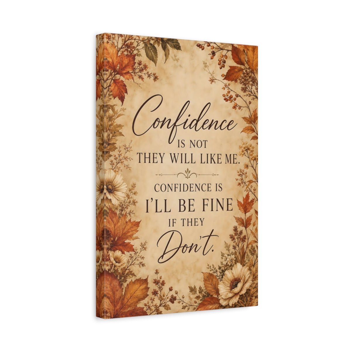 Nature Confidence Quote Brown Orange Canvas Wall Art Print – Vintage Office, Study Area - YesArtYes