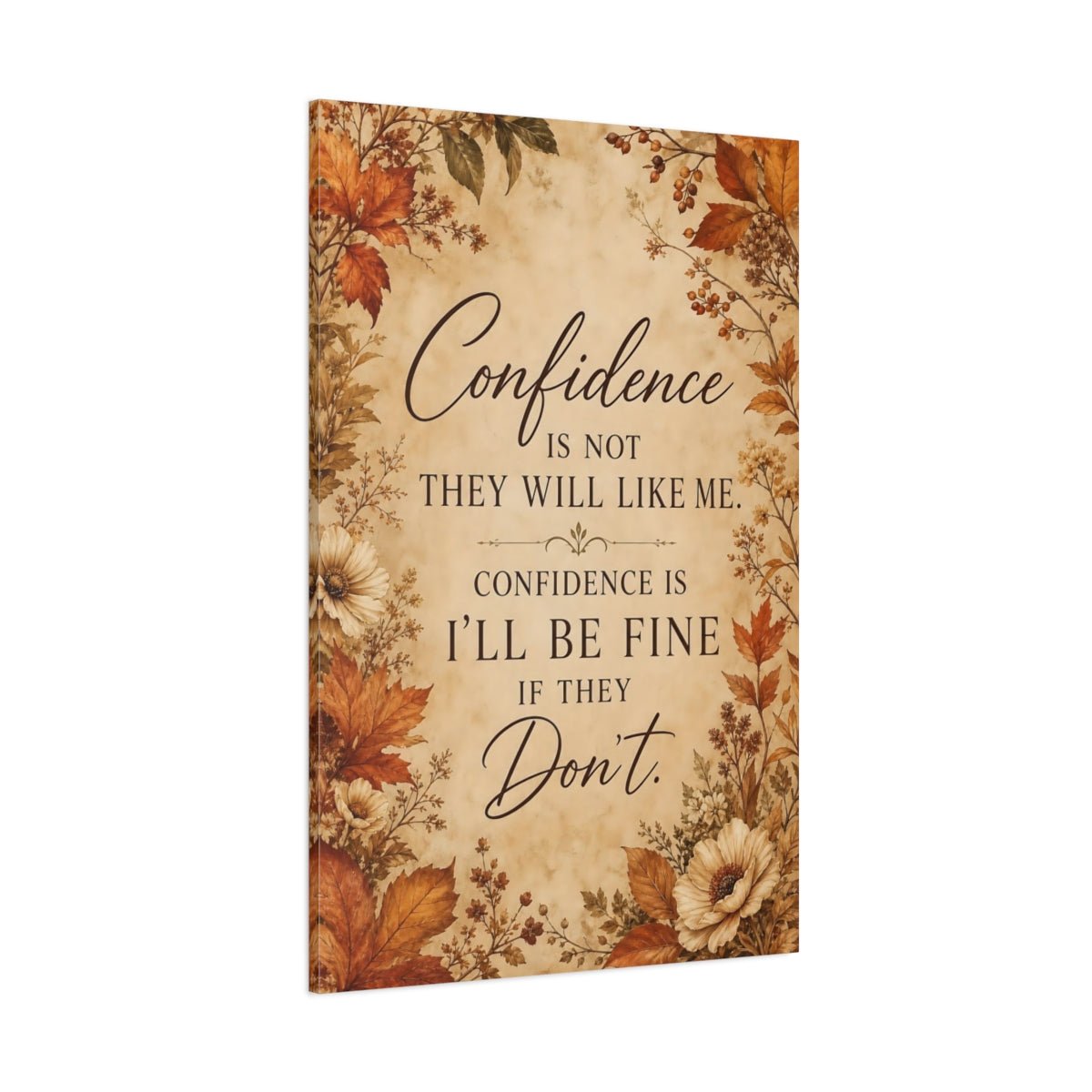 Nature Confidence Quote Brown Orange Canvas Wall Art Print – Vintage Office, Study Area - YesArtYes
