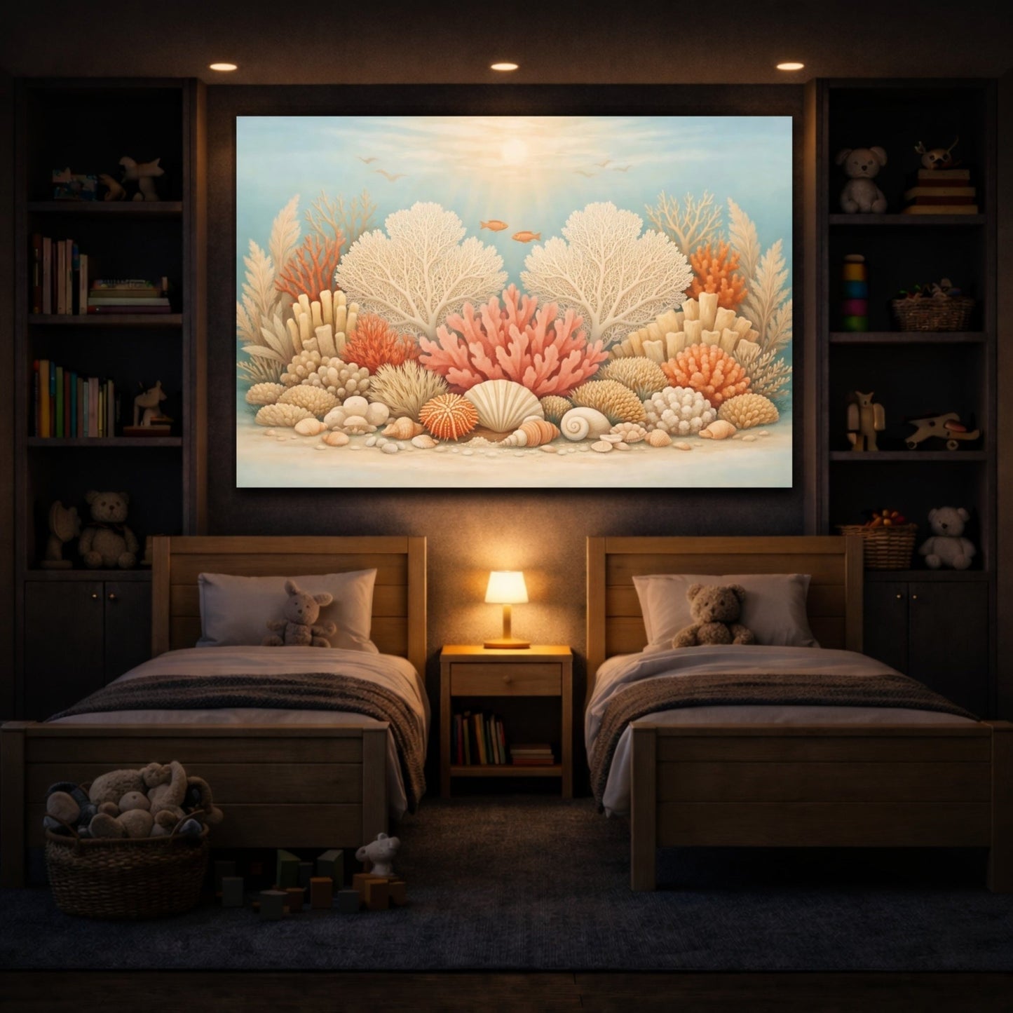 Nature Coral Reef Pastel - Canvas Wall Art Print - YesArtYes