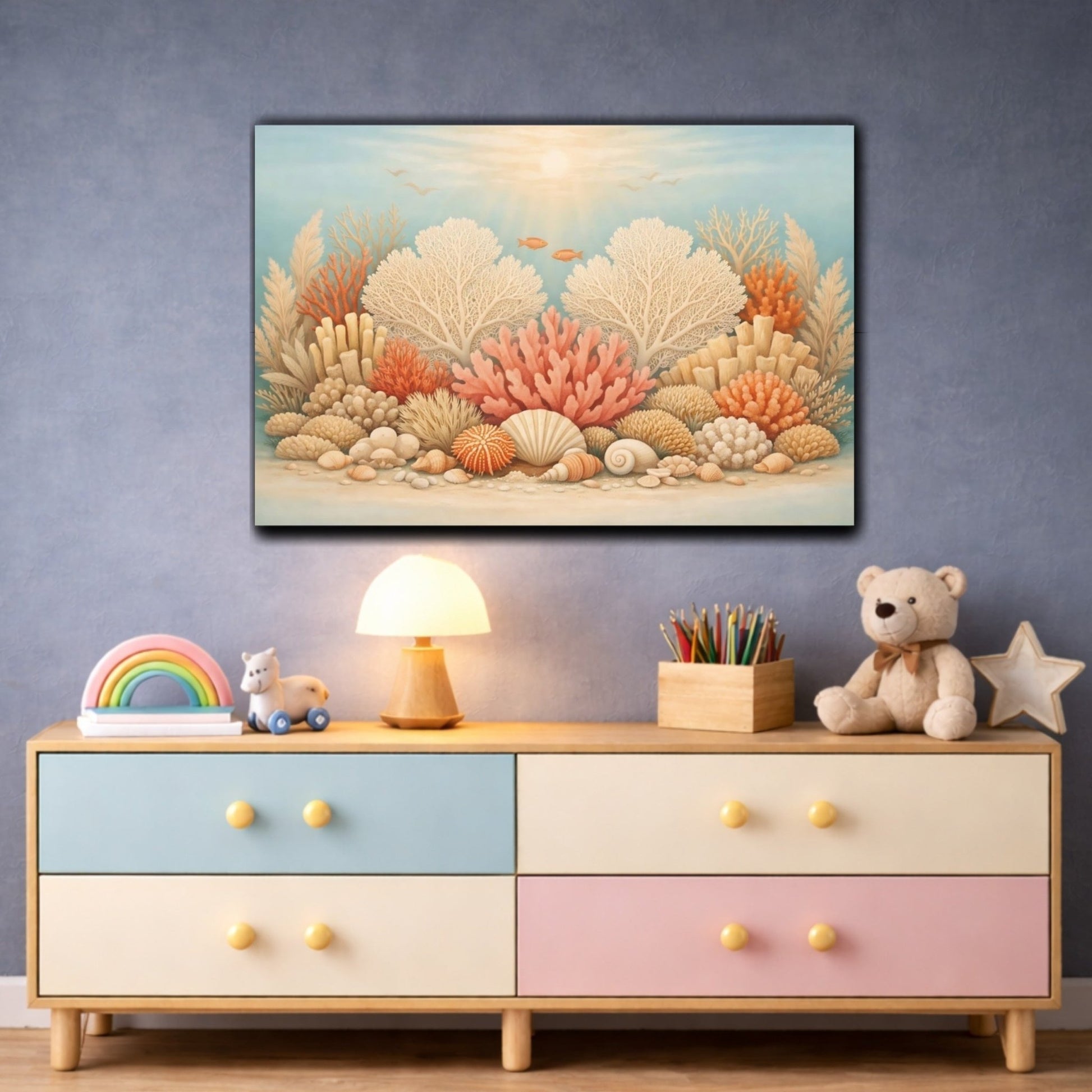 Nature Coral Reef Pastel - Canvas Wall Art Print - YesArtYes