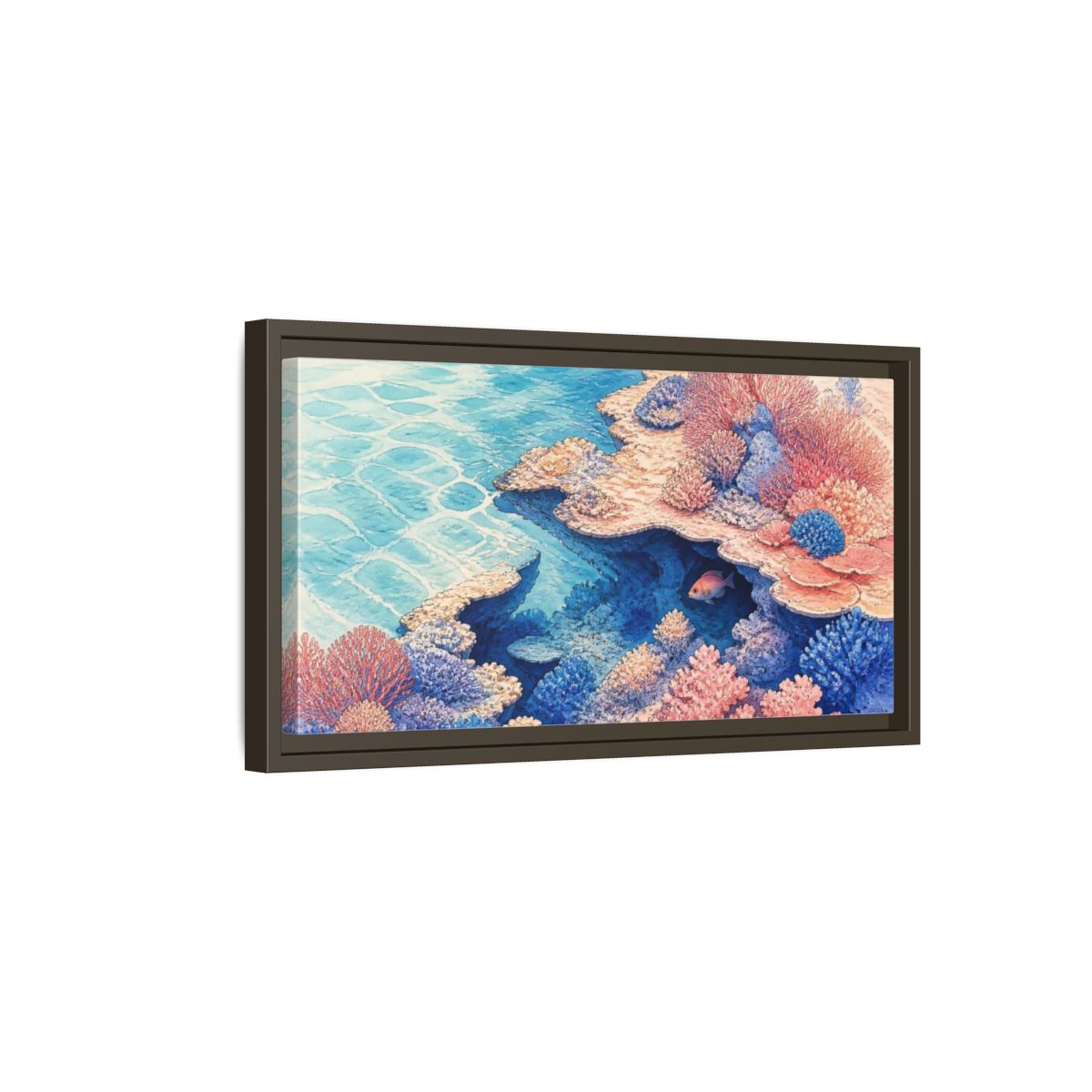Side Mockup 7. Nature Coral Reef Shelter shown as framed canvas print