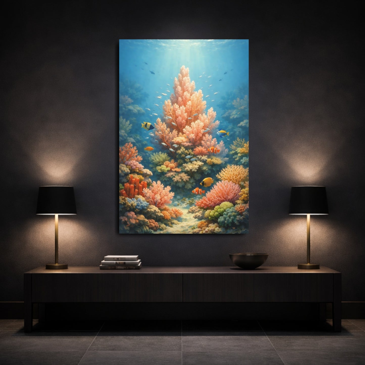Nature Coral Reef Underwater Coral shown as front canvas room wall art
