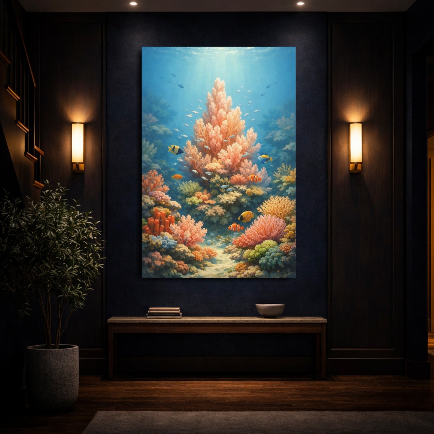 Nature Coral Reef Underwater Coral shown as front canvas room wall art