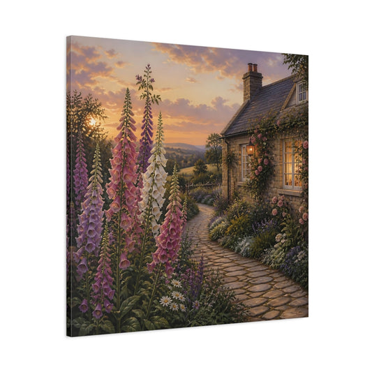 Main Mockup. Nature Cottage Garden Cottage Garden shown as stretched canvas wall art