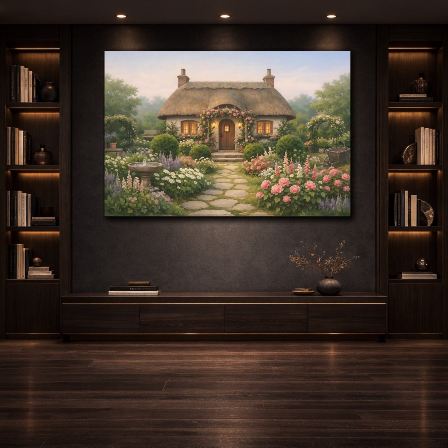 Nature Cottage Garden Idyllic - Canvas Wall Art Print - YesArtYes
