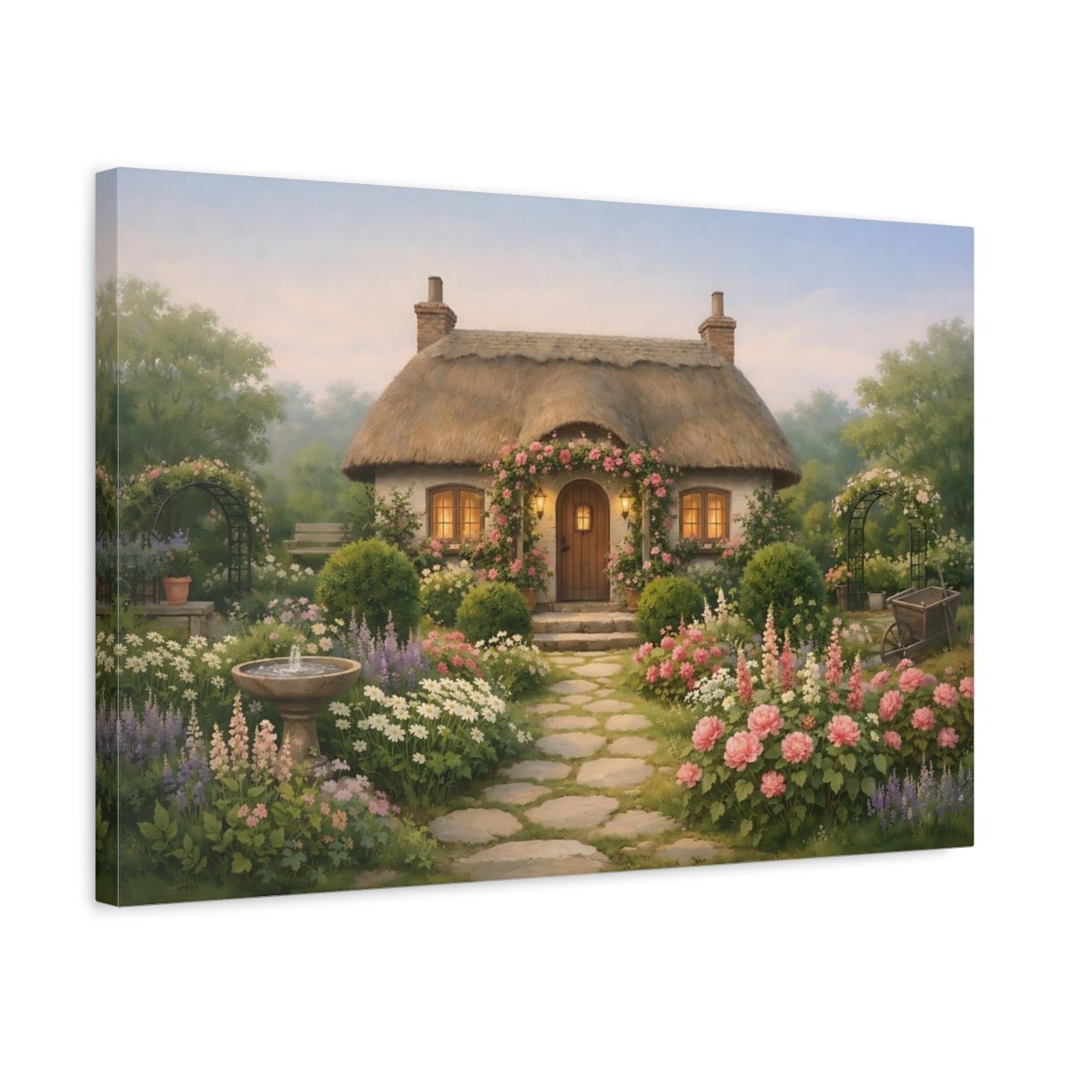 Nature Cottage Garden Idyllic - Canvas Wall Art Print - YesArtYes